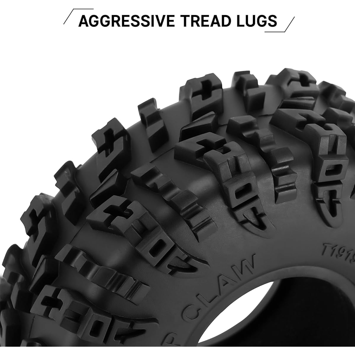 INJORA 1.9" Swamp Claw Tire - Mud Terrain Wheel Tires for FCX10 1/10 RC Crawler Car Upgrade 120*42mm (T1919)