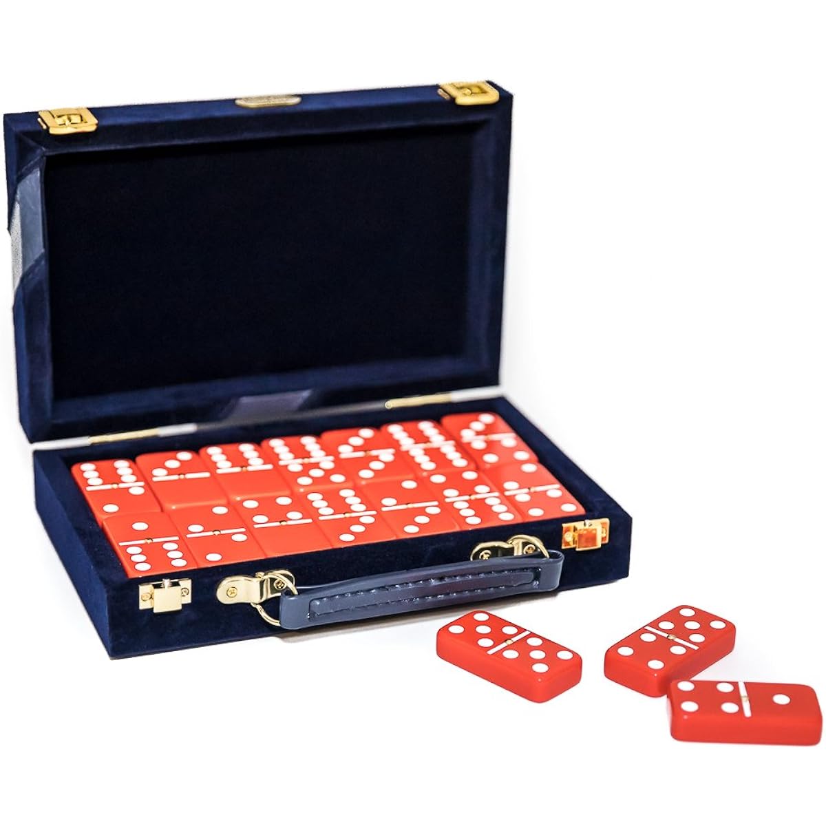 Bello Games New York, Inc. Fashion Avenue Designer Double Six Red Professional Jumbo Size Tournament Domino Set with Spinner