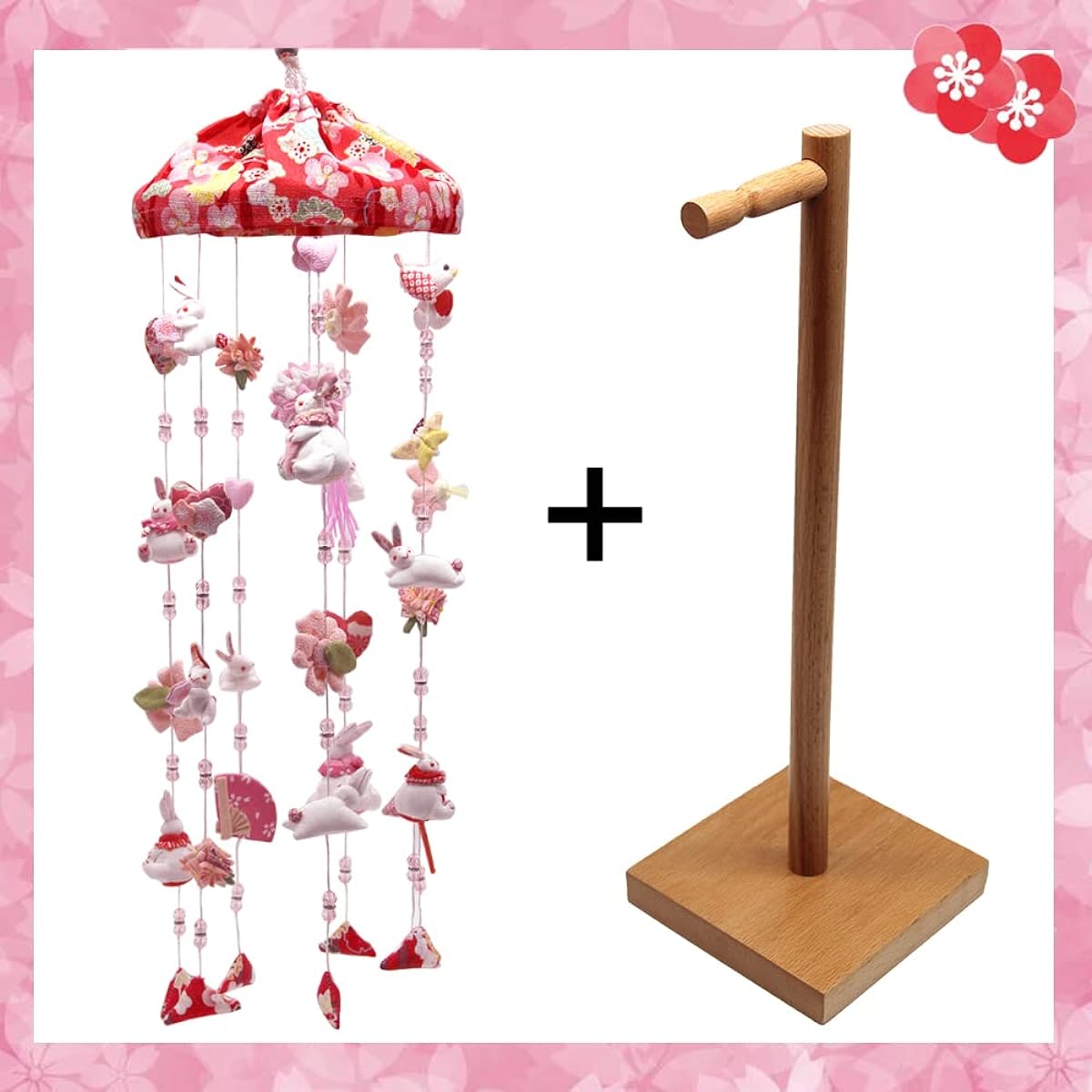 OKBABY Hanging Dolls, Hanging Decorations, Hanging Balls, Hanging Dolls with Natural Wooden Stand, Kasafuku, Hina Dolls, Hina Dolls, Doll Festival, Height 65cm