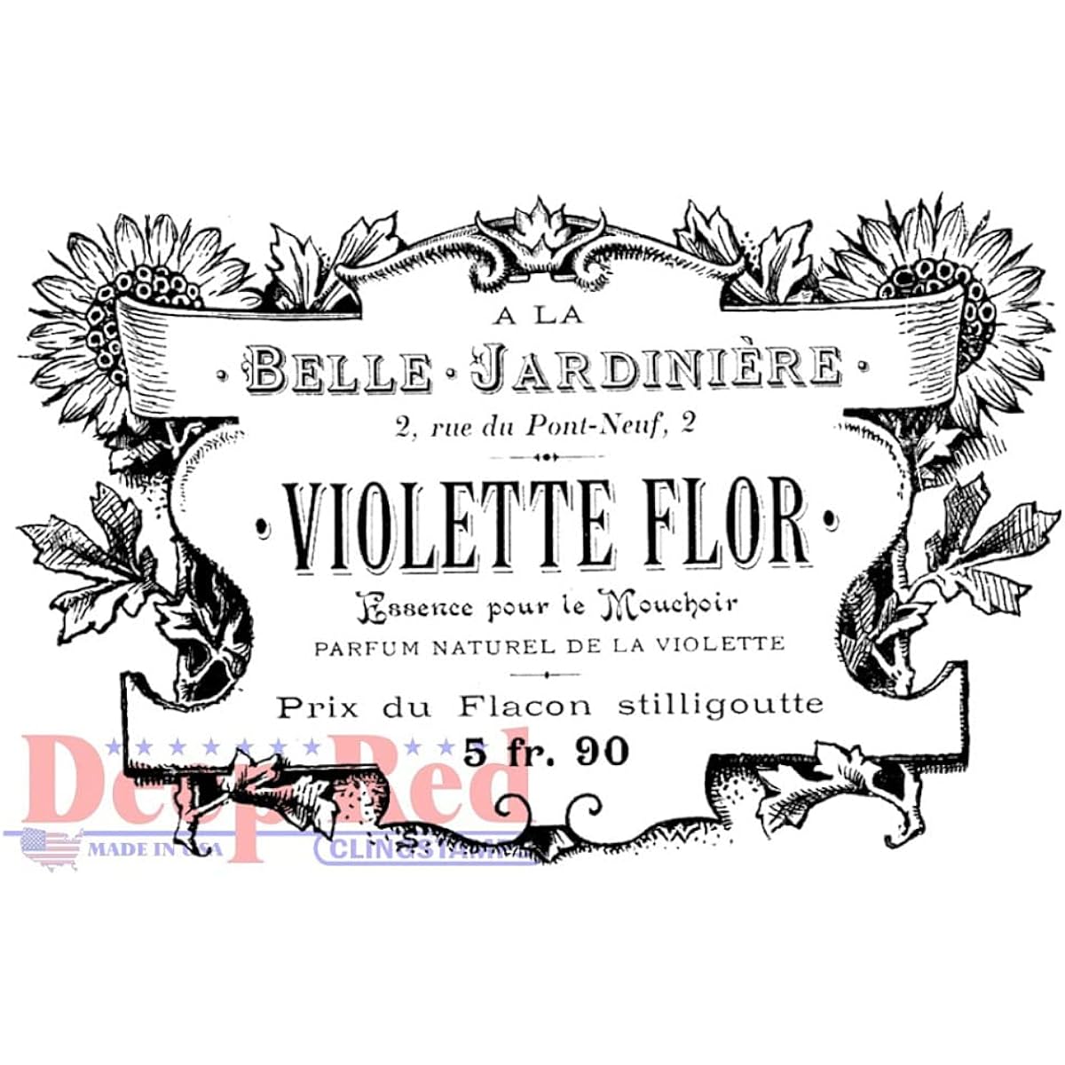 Deep Red Cling Stamp 3.5"X2.25"-French Perfume Label (parallel input product)