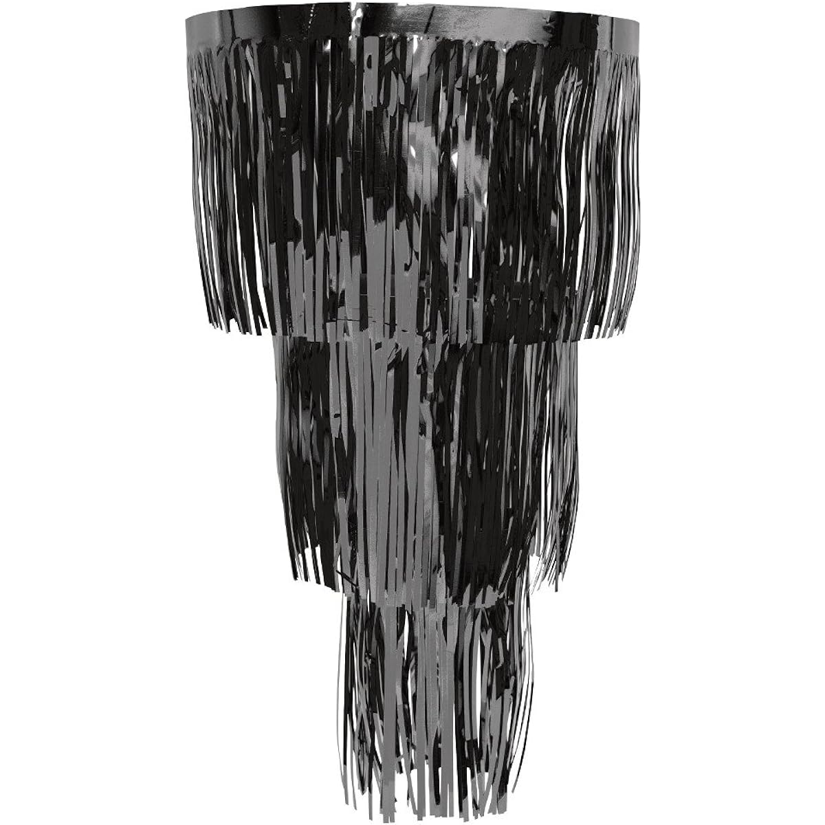 Creative Converting Glitz 3-Tier Foil Streamer Chandelier Hanging Party Decor, Black