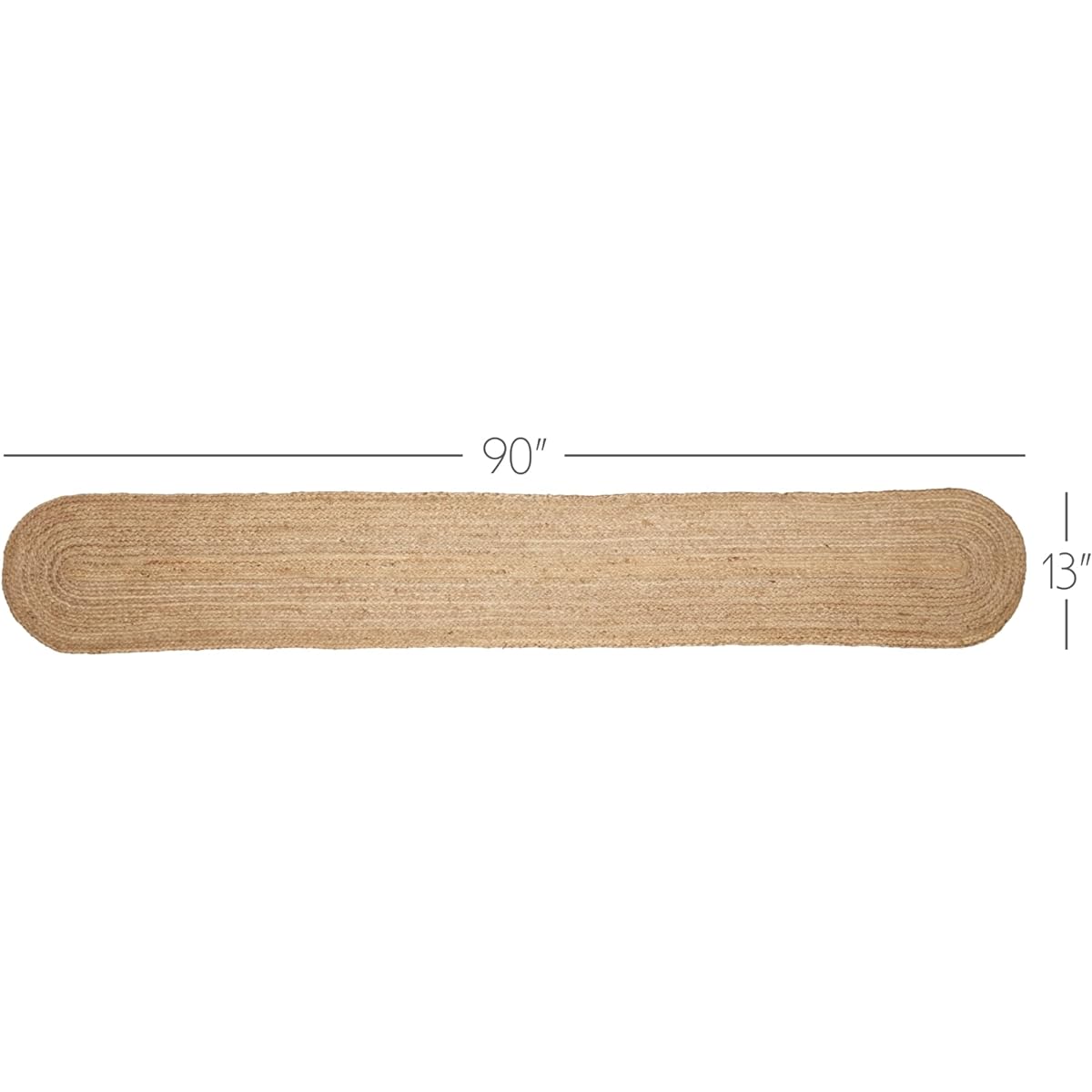 VHC Brands Jute Farmhouse Tabletop Kitchen Oval 13x90 Runner Natural Tan