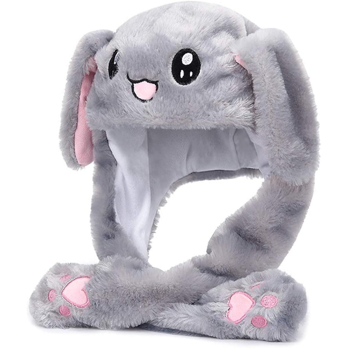 Topwon Cute Plush Bunny Hat Rabbit Cap - Press the paws and the ears pop out.