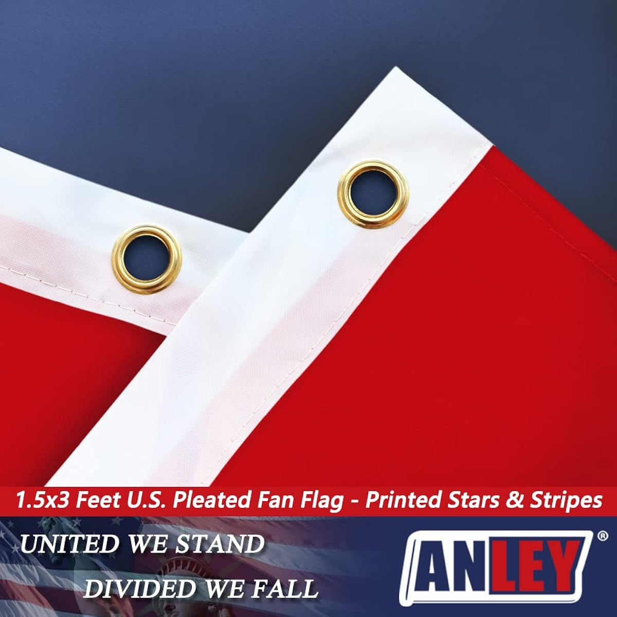 Anley USA Ruffled Fan Flag 1.5x3ft American Bunting Patriotic Stars and Stripes - Vibrant Colors & Fade Resistant - USA 1.5 x 3ft Half Fan Banner (Pack of 12)