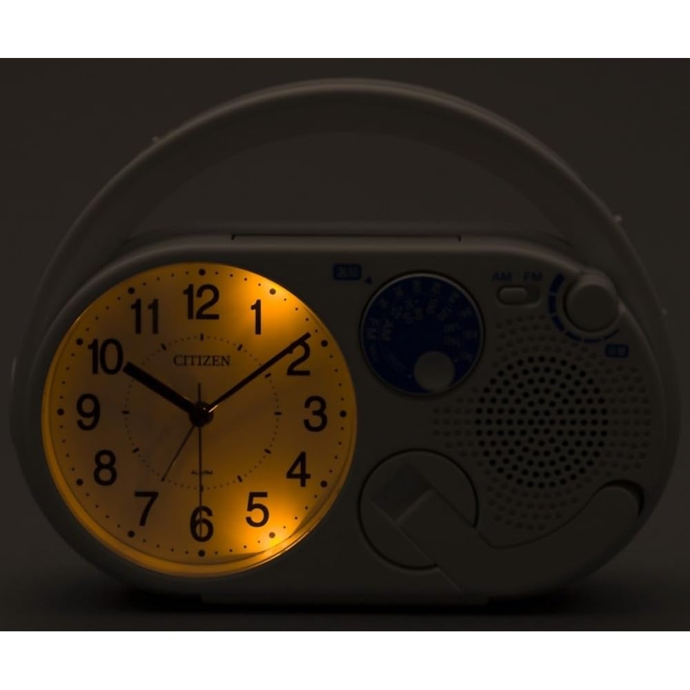 RHYTHM Citizen Alarm Clock Analog Disaster Prevention Difelia R04 AM/FM Radio Power Generation LED Light Mobile Phone Charging Function White CITIZEN 4RQA04-003