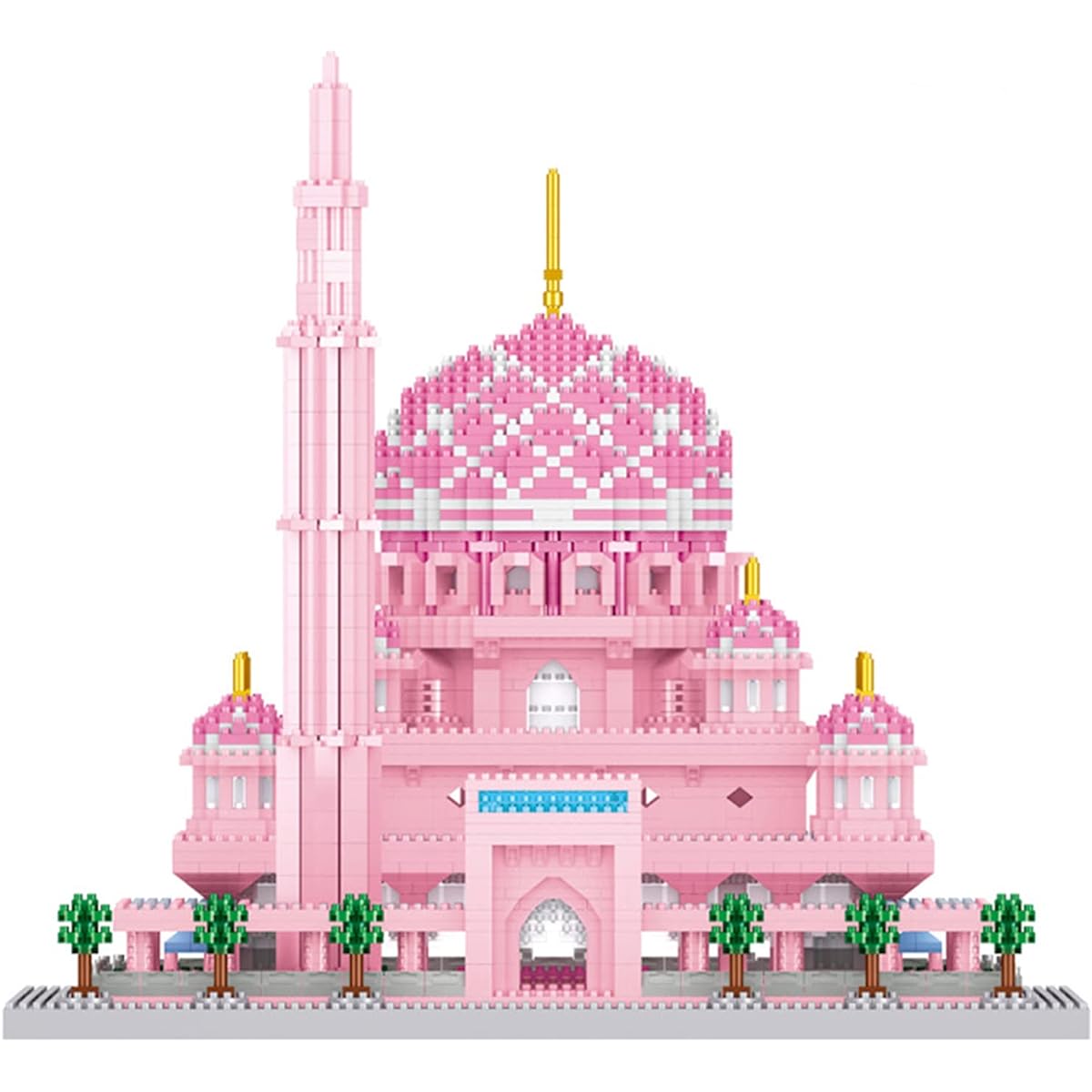 Famous Architecture Pink Mini Temple Set 3D Model (5930 Pieces) Micro Diamond Block Toy for Gift