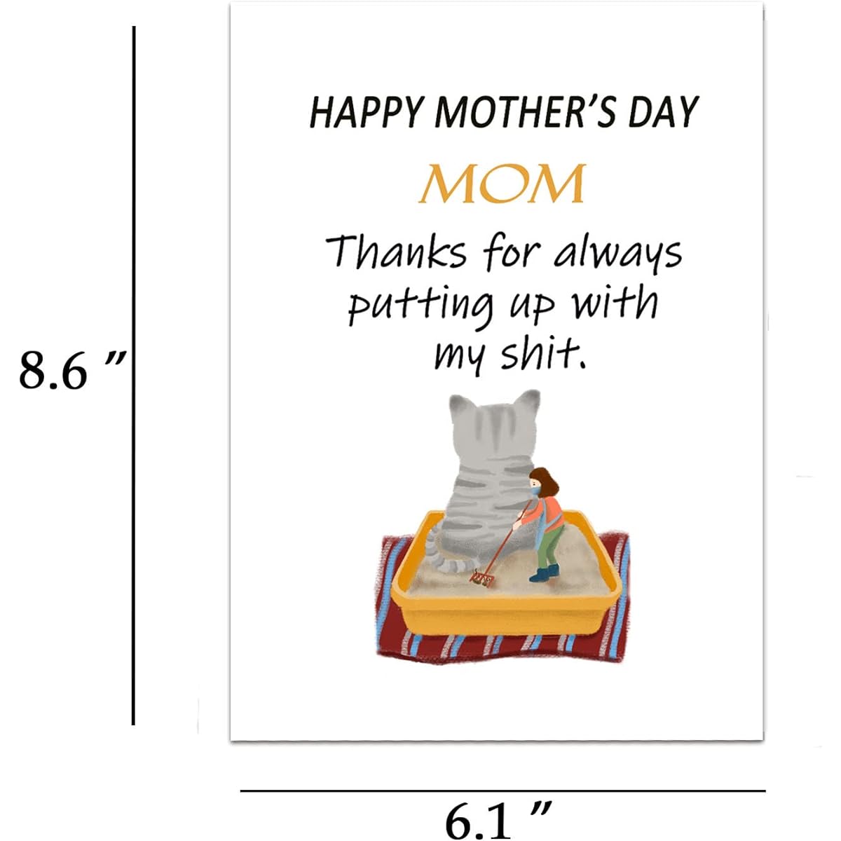 Thank you mom card Funny Mother's Day card Greeting card from kids cat Cute Mother's Day card