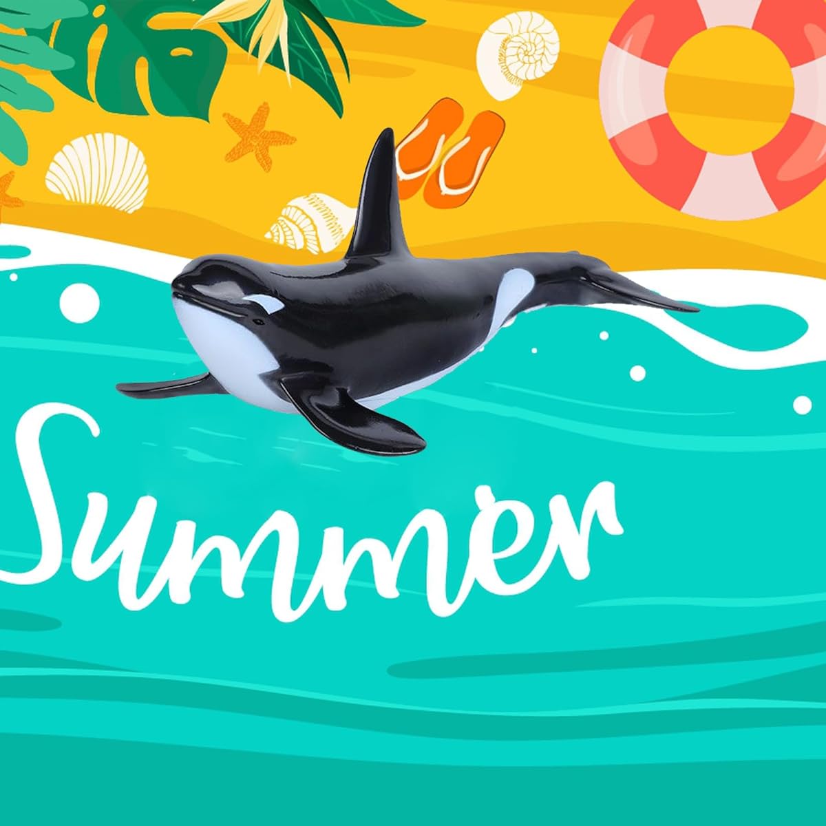 Momoplay Killer Whale Marine Life Action Figure Toy Killer Whale Figurine Cake Topper Room Decor Bath Toy Swimming Pool Toy Party Favor Birthday Gift for Kids Ages 3-8