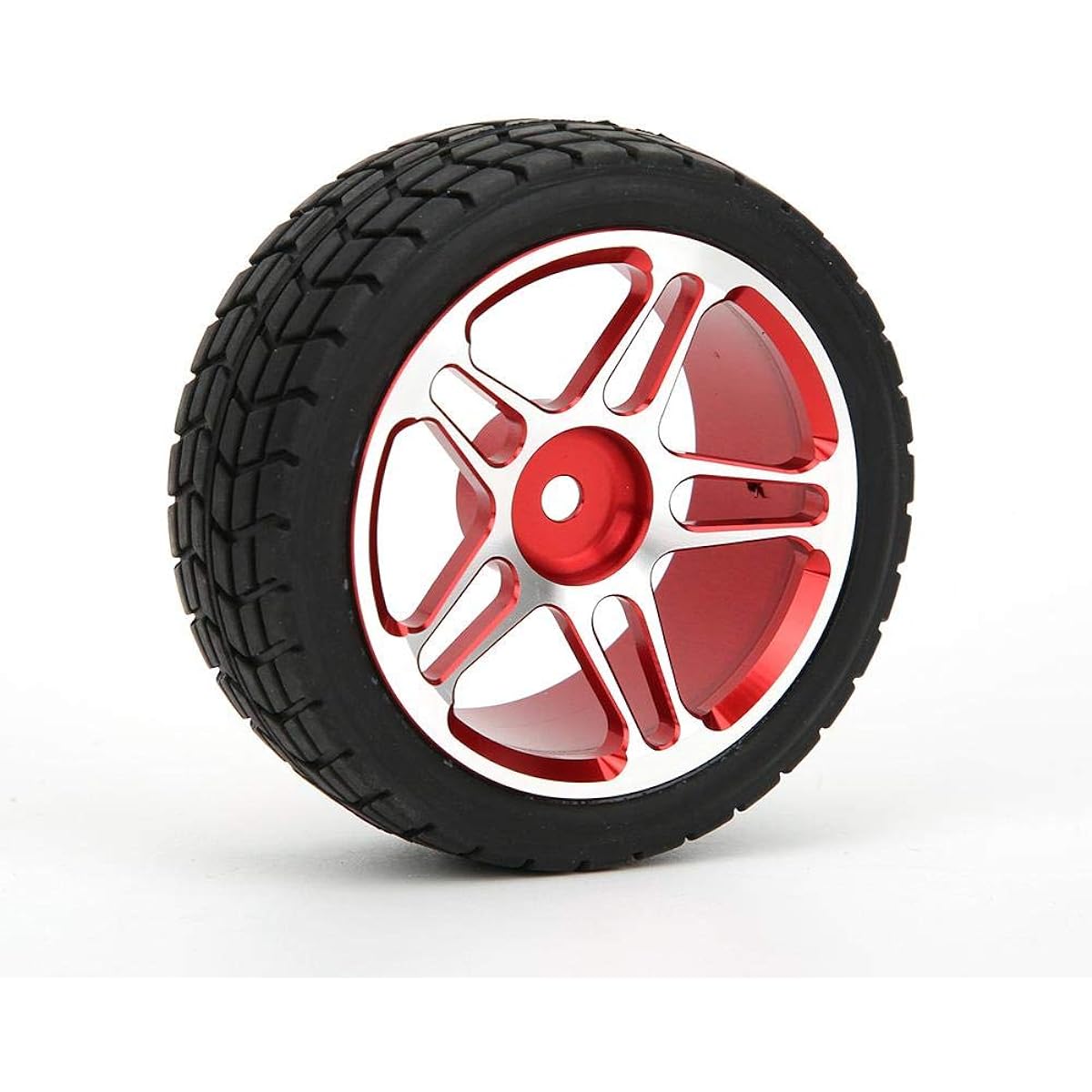 Drfeify RC Wheel Tire Aluminum Alloy Remote Control Car Wheel Hub 4pcs RC Car Tire for 1/10 RC Model Car (Red)
