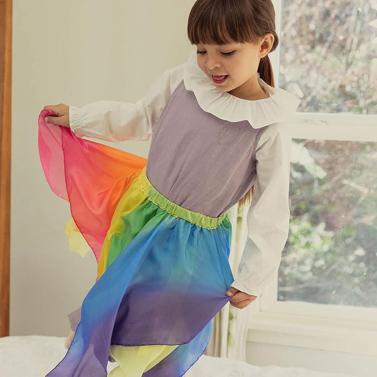 Sarah's Silks Rainbow Reversible Silk Fairy Skirt, Large, Multicolor, 3102