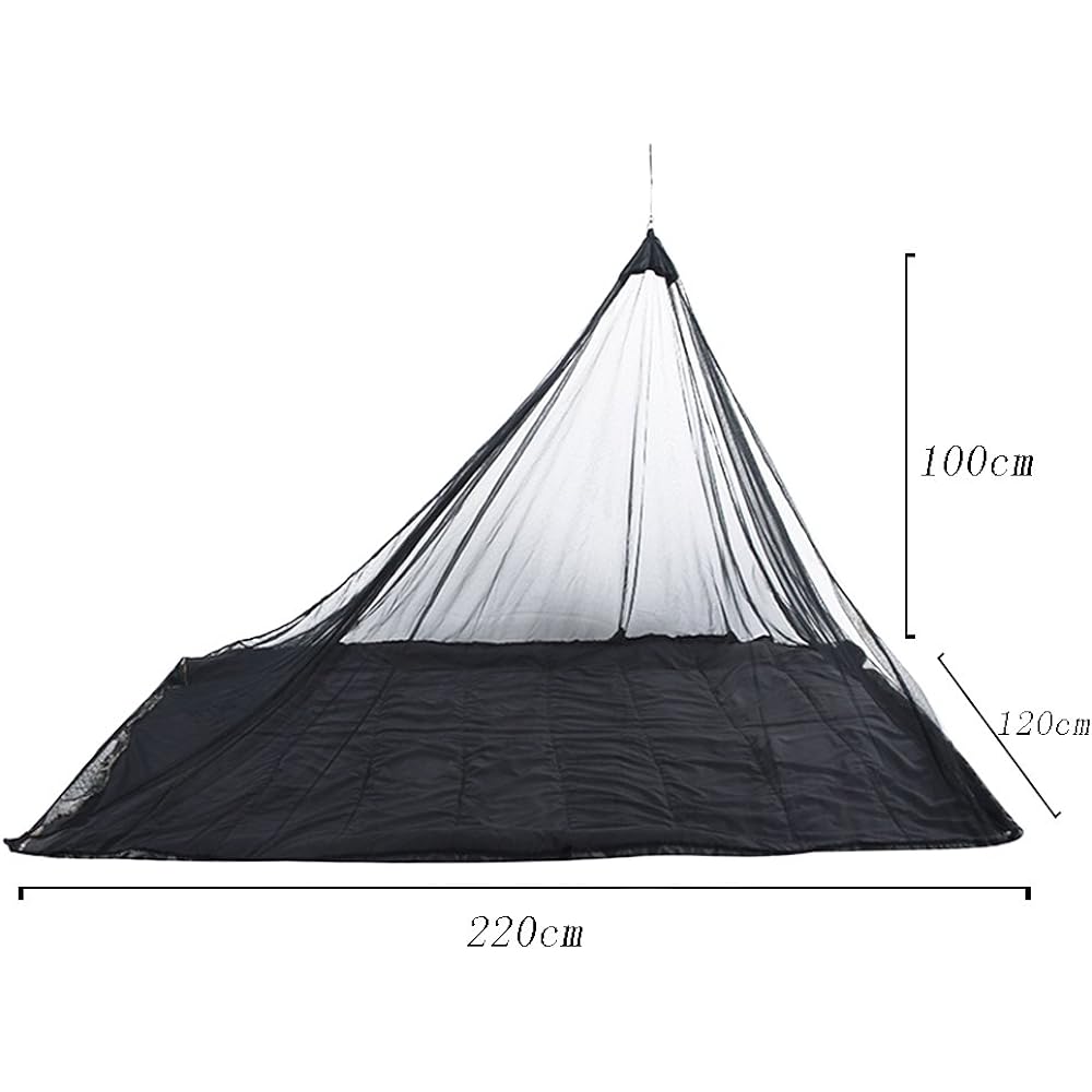 Mosquito Net, Mosquito Net, Camping Mosquito Net, Outdoor Mosquito Repellent, Lightweight, High Density, Easy to Carry, Comes with 4 Fixing Pegs (Black)