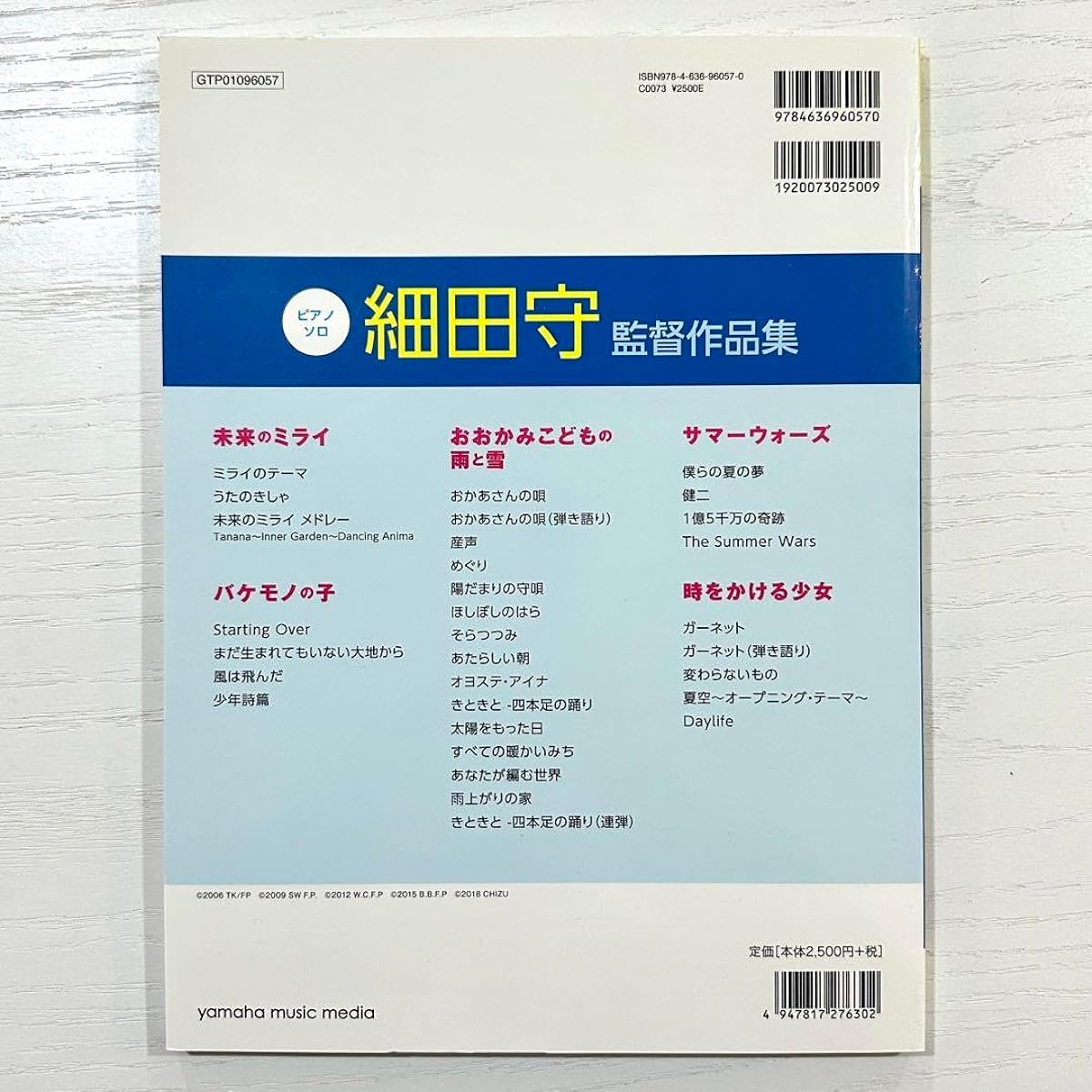 Mamoru Hosoda Director's Works Piano Solo Sheet Music Piano Score Soundtrack
