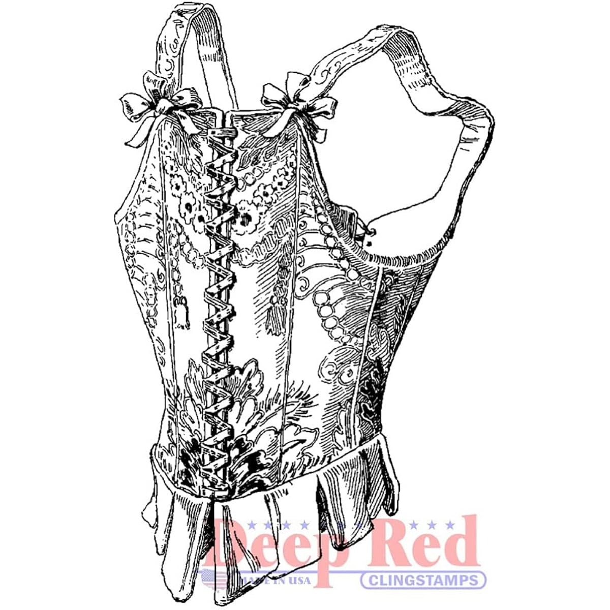 Deep Red Cling Stamp Victorian Corset