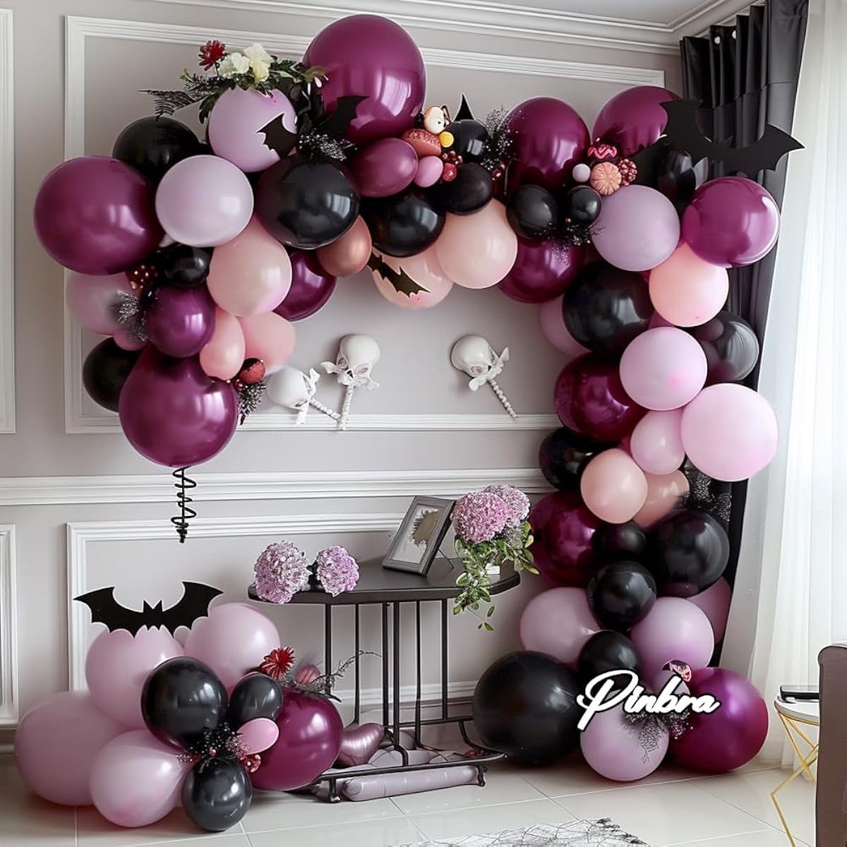 Burgundy Balloon Garland Black Pink Balloon Double Plush Dark Purple Balloon Plum Pastel Lavender Balloon Arch Kit Baby Shower Birthday Wedding Halloween Party Decoration
