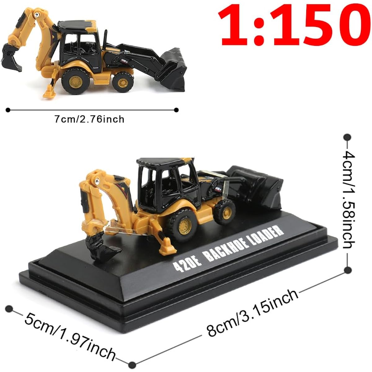 160:1 N Scale Construction Vehicle - Exquisite Diecast Mini Construction Truck Train Set (420E Backhoe Loader)