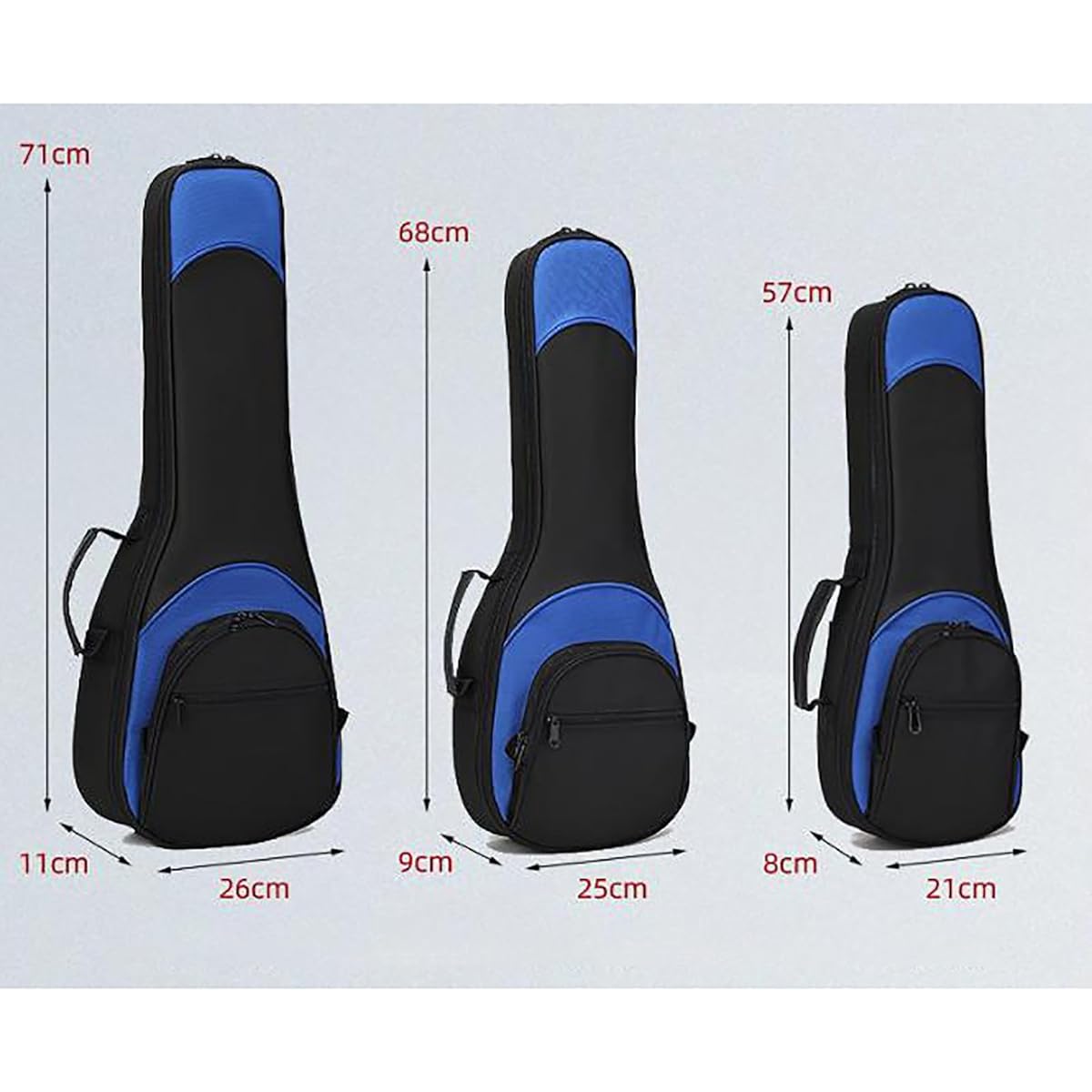 Ukulele Bag Ukulele Case Ukulele Bag Small Guitar Bag Shoulder Backpack with Protective Cushion (Color: Gray, Size: 23inch)