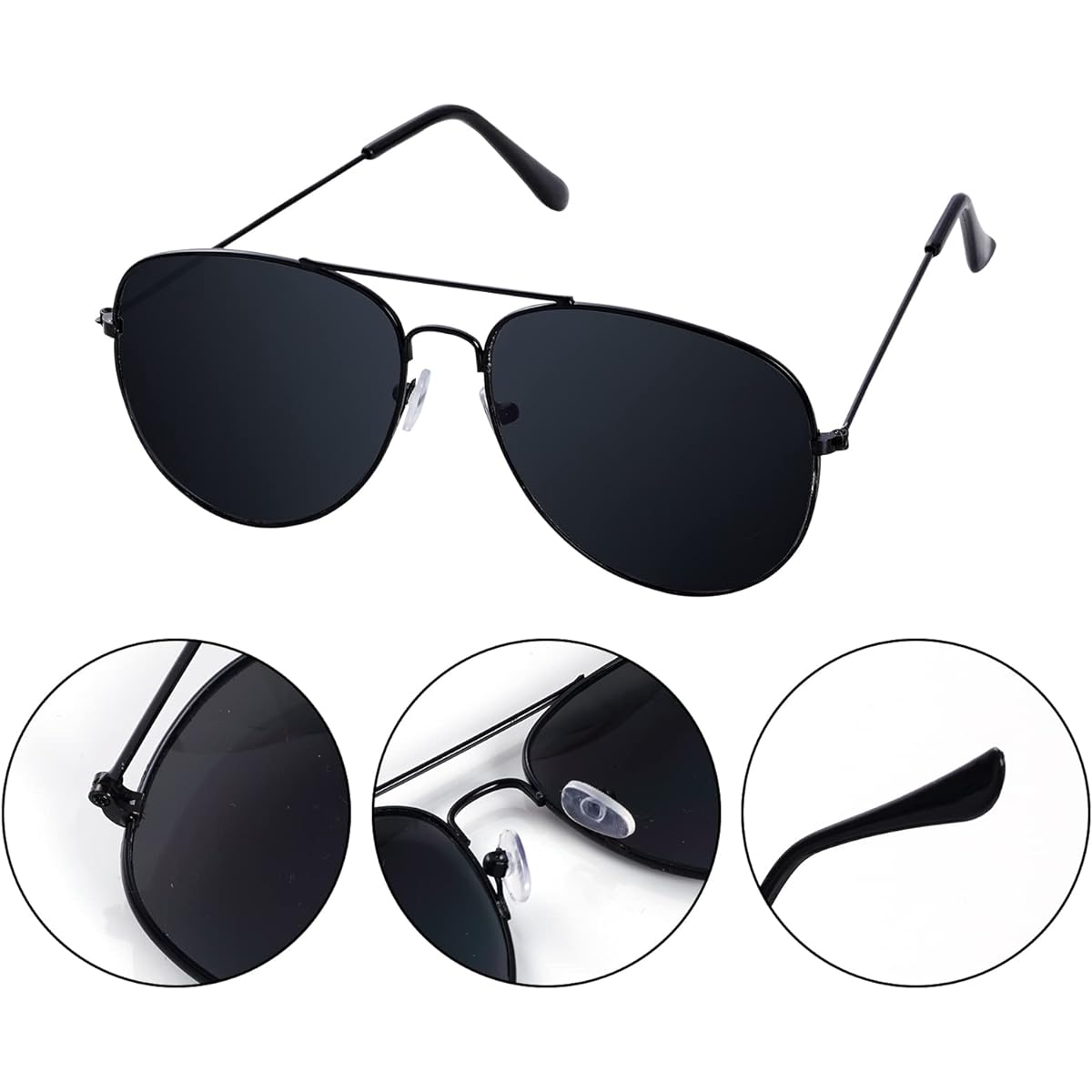 Sucrain Cosplay Toys Black Sunglasses Earpieces Earplugs for Ring Bearer Halloween Costume Set of 6