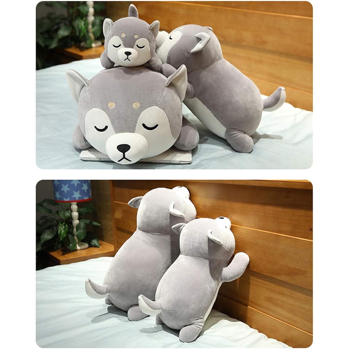 ERDAO Husky Plush Pillow Husky Stuffed Animal Toy Puppy Throw Pillow for Kids Valentine's Day Christmas (13.7 inch)