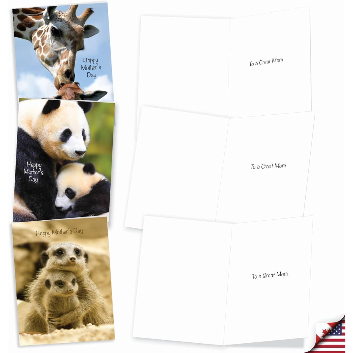 The Best Card Company Mommy Dearest - Assorted Box of 20 Mother's Day Note Cards with Envelopes (4 x 5.12 inches) - Animal Mother Baby AM4961MDG-B2x10