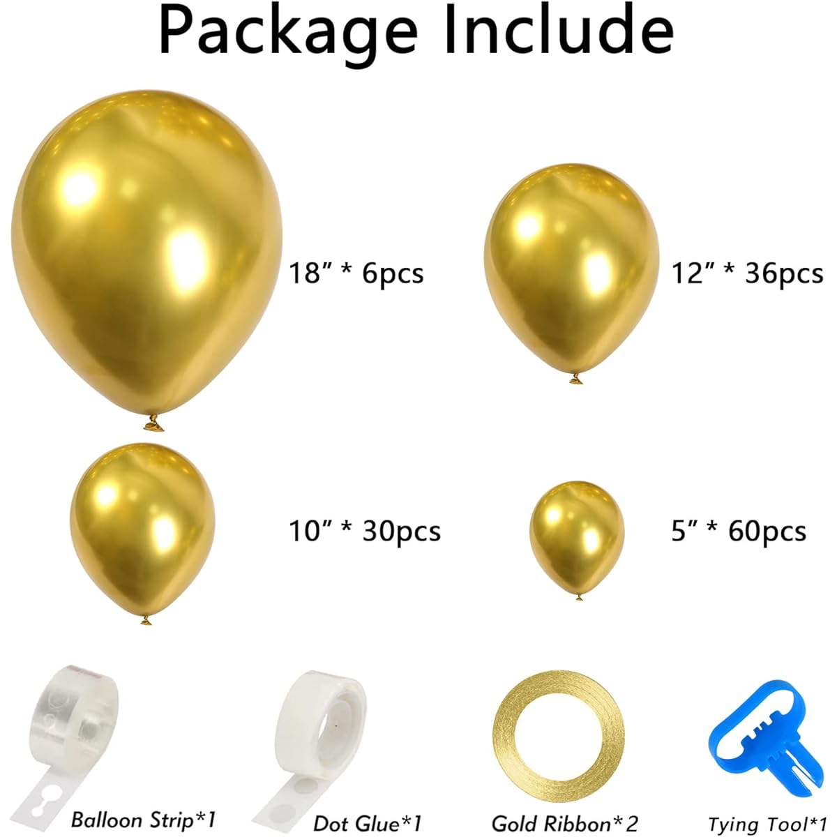 Gold Balloon Garland Kit 132 Pieces 18 12 10 5 Inch Different Sizes Latex Gold Balloon Arch Garland Kit for Birthday Party Wedding Engagement Graduation Baby Shower Decorations