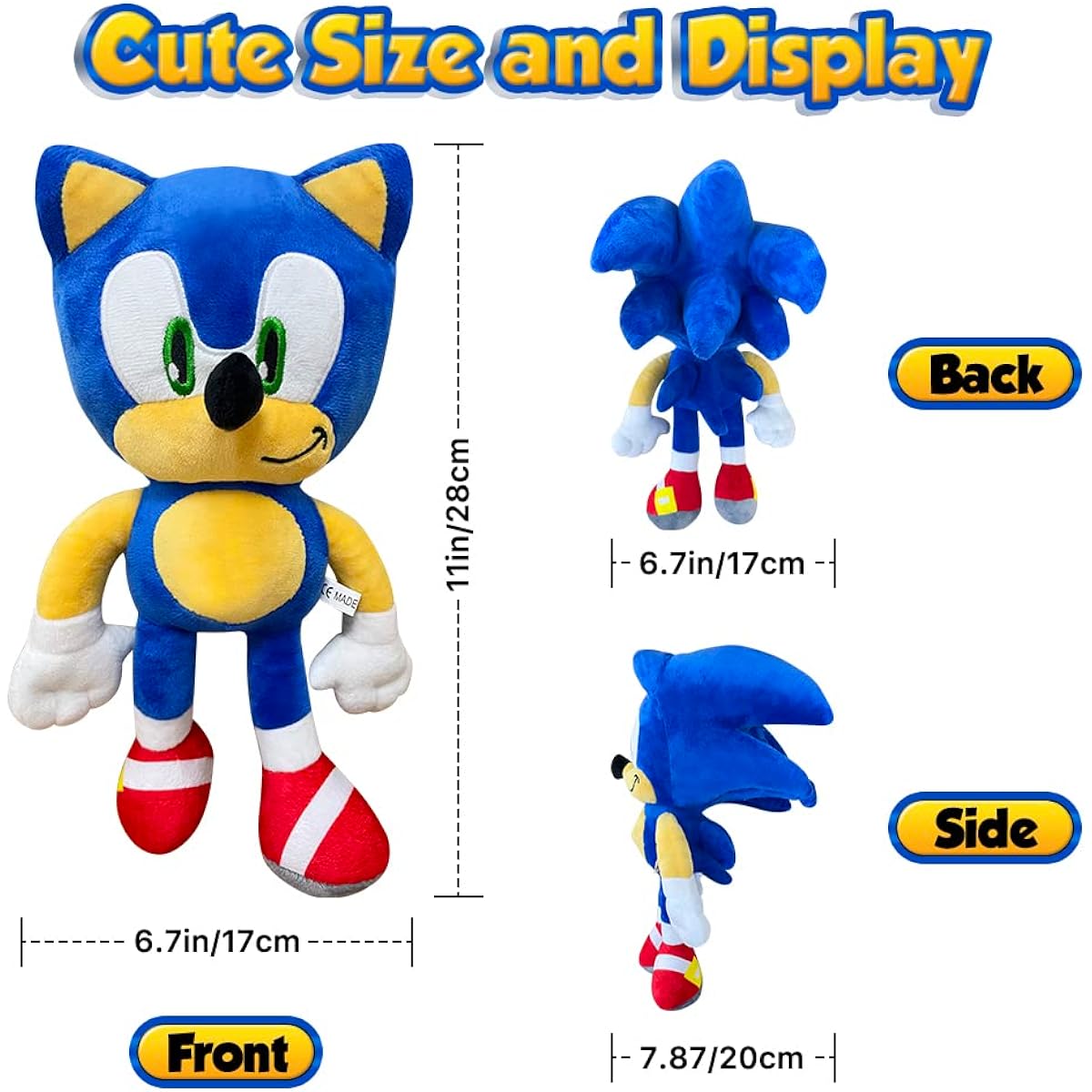 SPAKTOY Plush 11" Movie Stuffed Animal Figure Toy Cotton Soft Plush Game Animal Figure Collection Birthday Christmas Easter Gift for Kids Boys Girls (Blue)