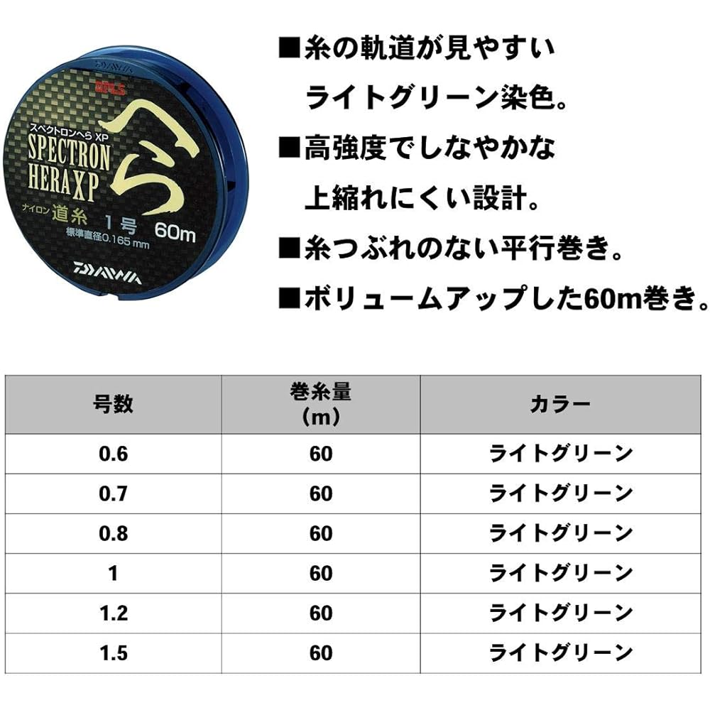 DAIWA Nylon Line Spectron Hera XP Road Thread 0.6-1.5 60m Light Green