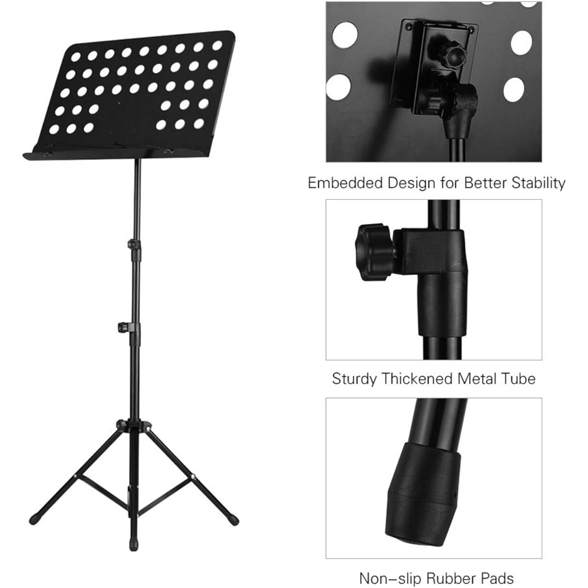 Music Stand, Music Stand, Removable Music Instrument Portable Metal Music Stand, Lightweight (Color: Black, Size: One size)