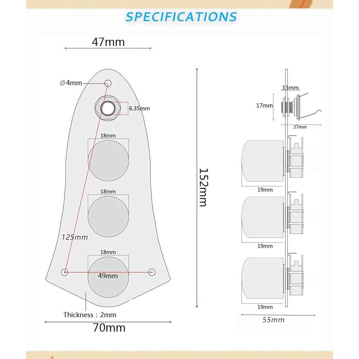 LAMSAM Jazz Bass Control Plate