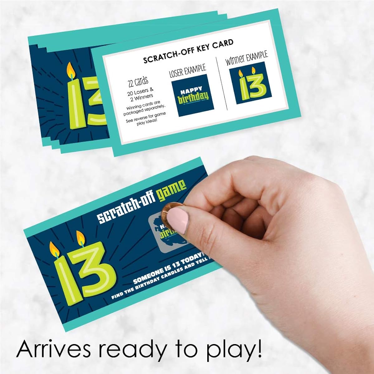 Big Dot of Happiness Boy 13th Birthday - Official Teen Birthday Party Game Scratch Off Cards - 22 Cards