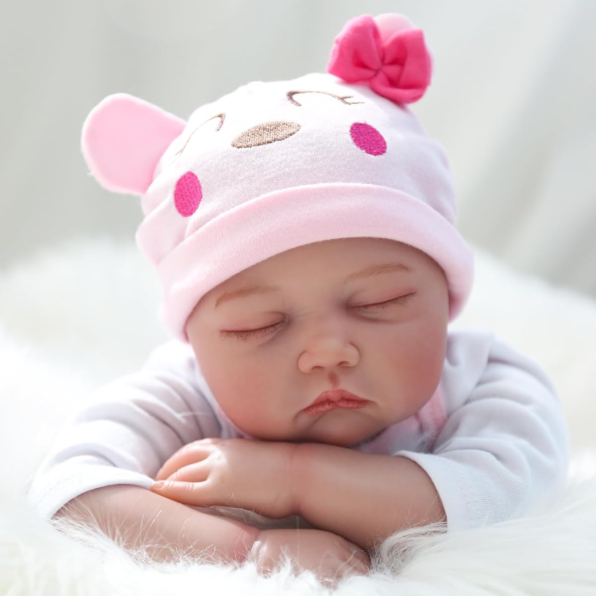 Kaydora Reborn Baby Doll Girl - 22" Soft Cloth Body Newborn Girl Doll Realistic Sleeping Baby Doll Lifelike for Ages 3+