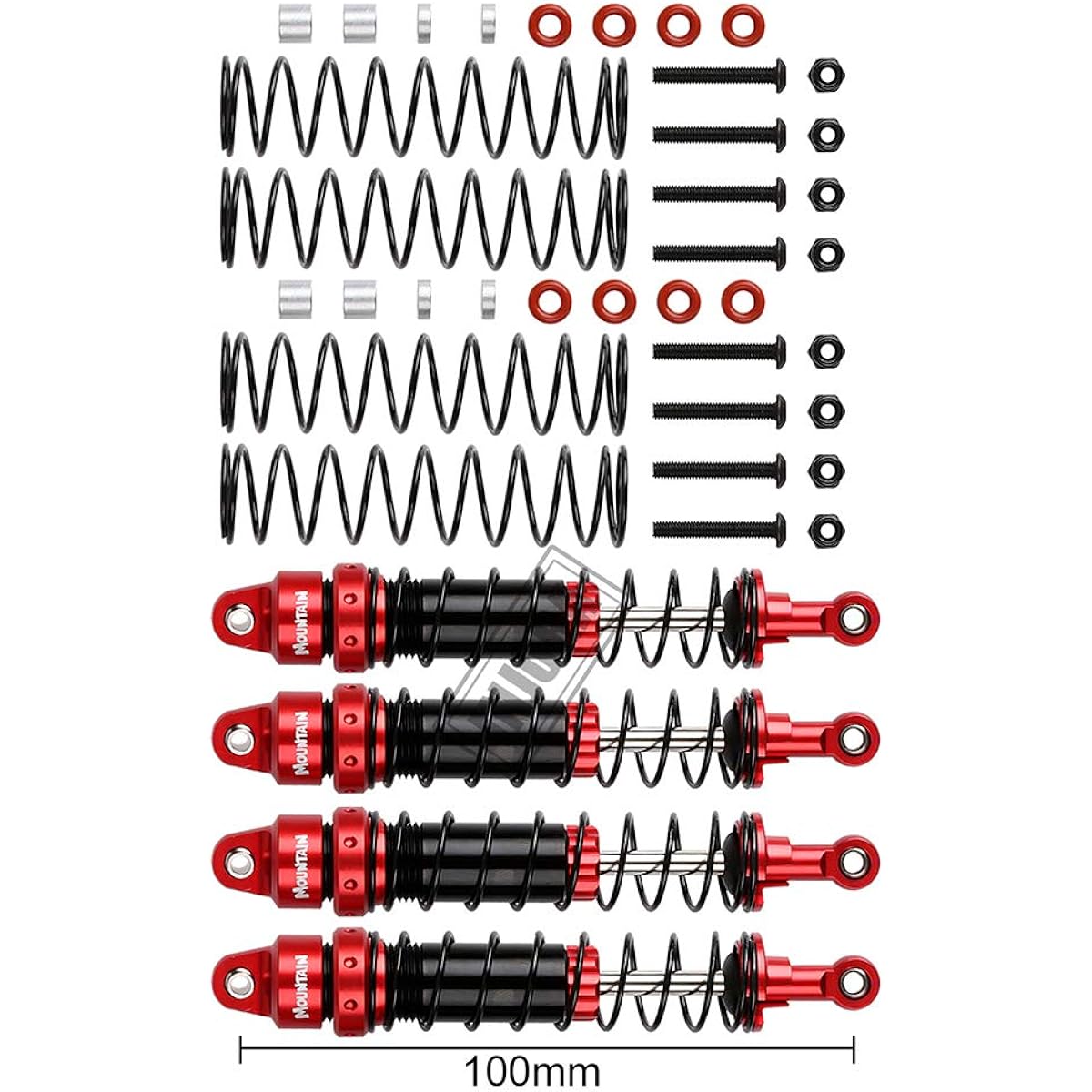 INJORA RC Shock Absorber Set of 4 RC Damper for 1/10 RC Crawler Axial SCX10 90046 AXI231017 Traxxas TRX-4 D90 (100mm)
