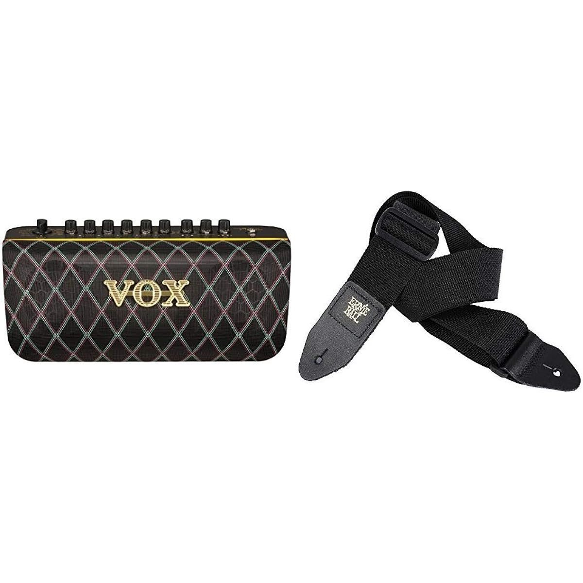 VOX 50W Guitar Modeling Amplifier & Audio Speaker Adio Air GT & ERNIE BALL Polypro Strap Guitar Strap 4037 Black (Official Import)