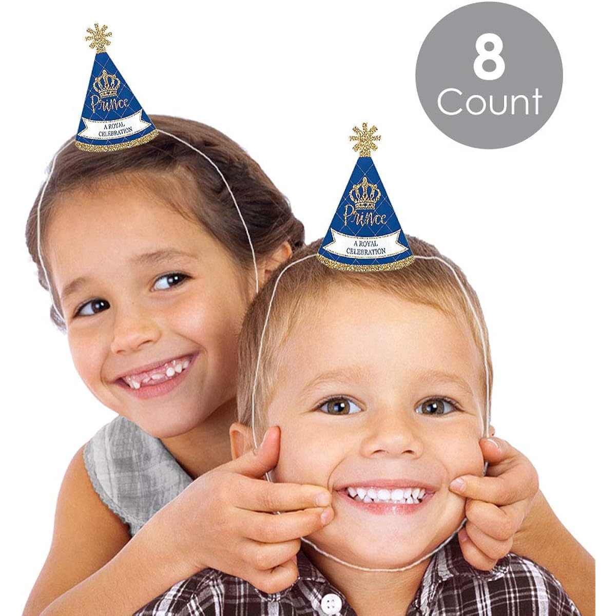 Royal Prince Charming - Mini Cone Baby Shower or Birthday Party Hats - Small Little Party Hats - Set of 10