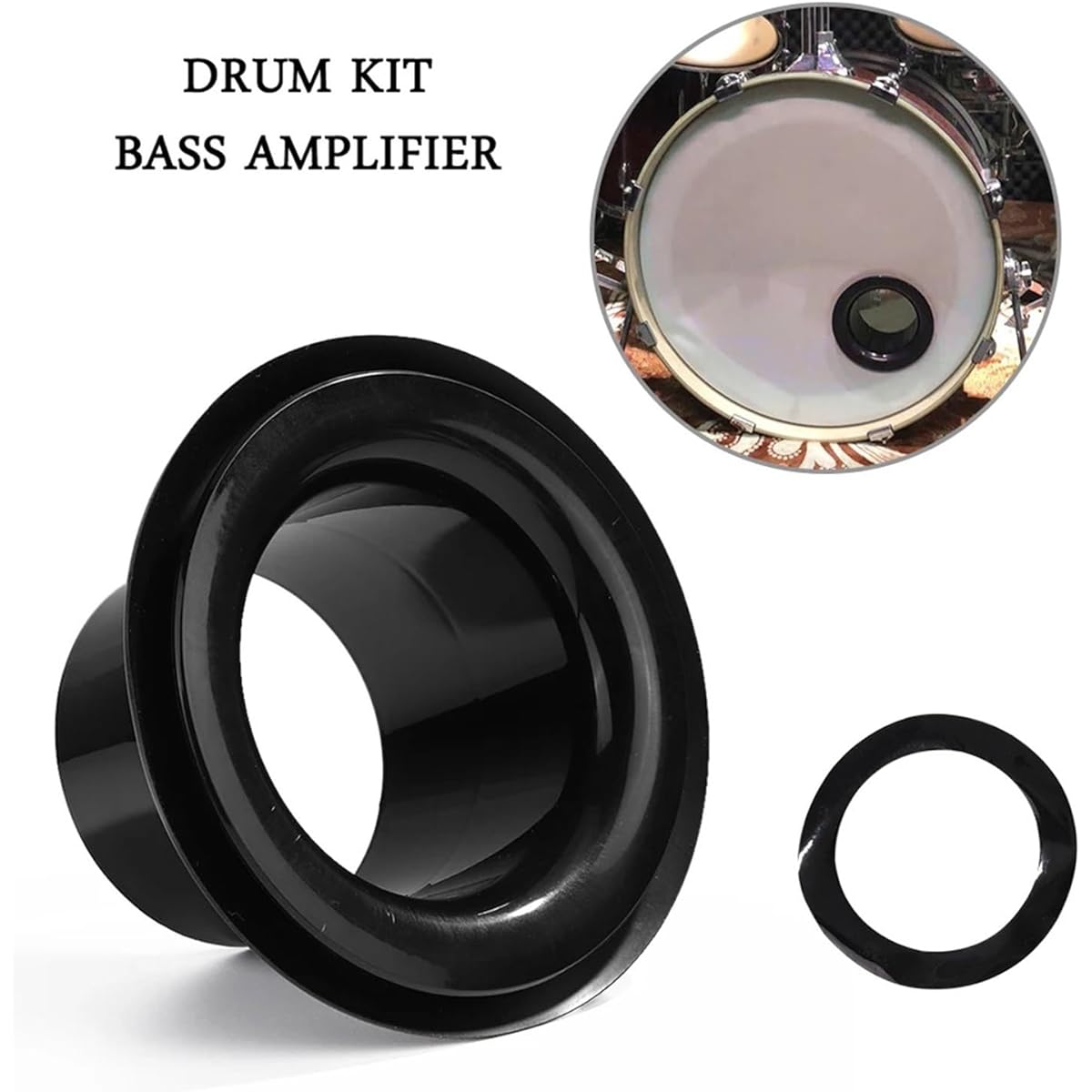 Drum Bottom Microphone and Ring Sticker Professional Bass Speaker Reverberation Speaker Musical Instrument Parts (Color : White)