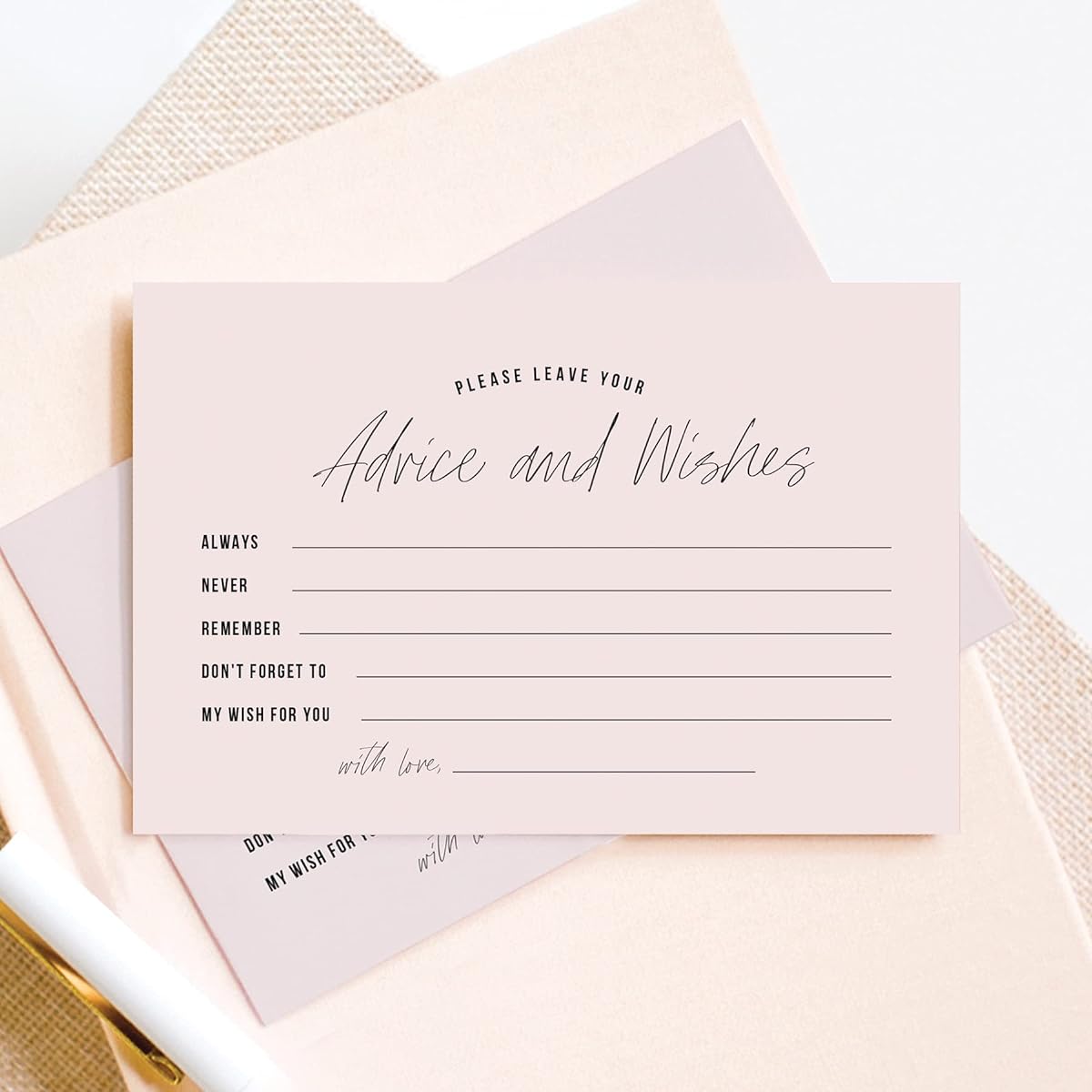 Bliss Collections Advice and Wishes Cards Mad Libs Simple Pink Bridal Shower Wedding Baby Shower Graduation Party Retirement Groom Words of Wisdom 4"x6" Cards (50 Cards)