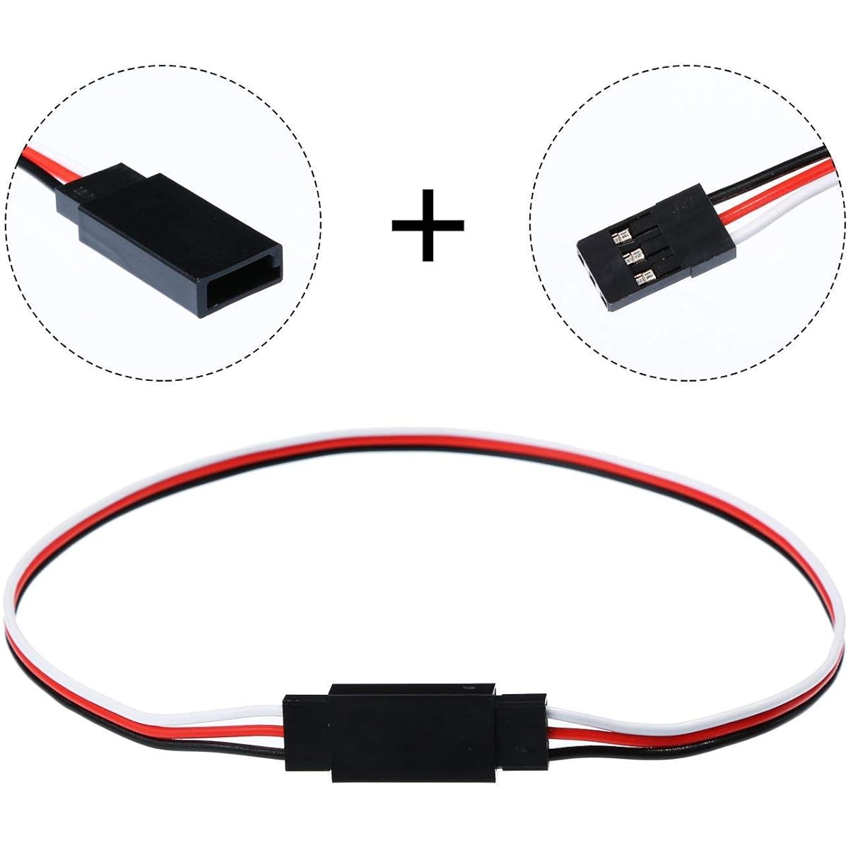 (300mm) - 10/20/30 Pcs Red White Black 3 Terminal Male to Female Servo Extension Lead Wire Cable 100mm/150mm/300mm/ 500mm/8M for RC Aeroplane (300mm R+B+W 10 Pcs)