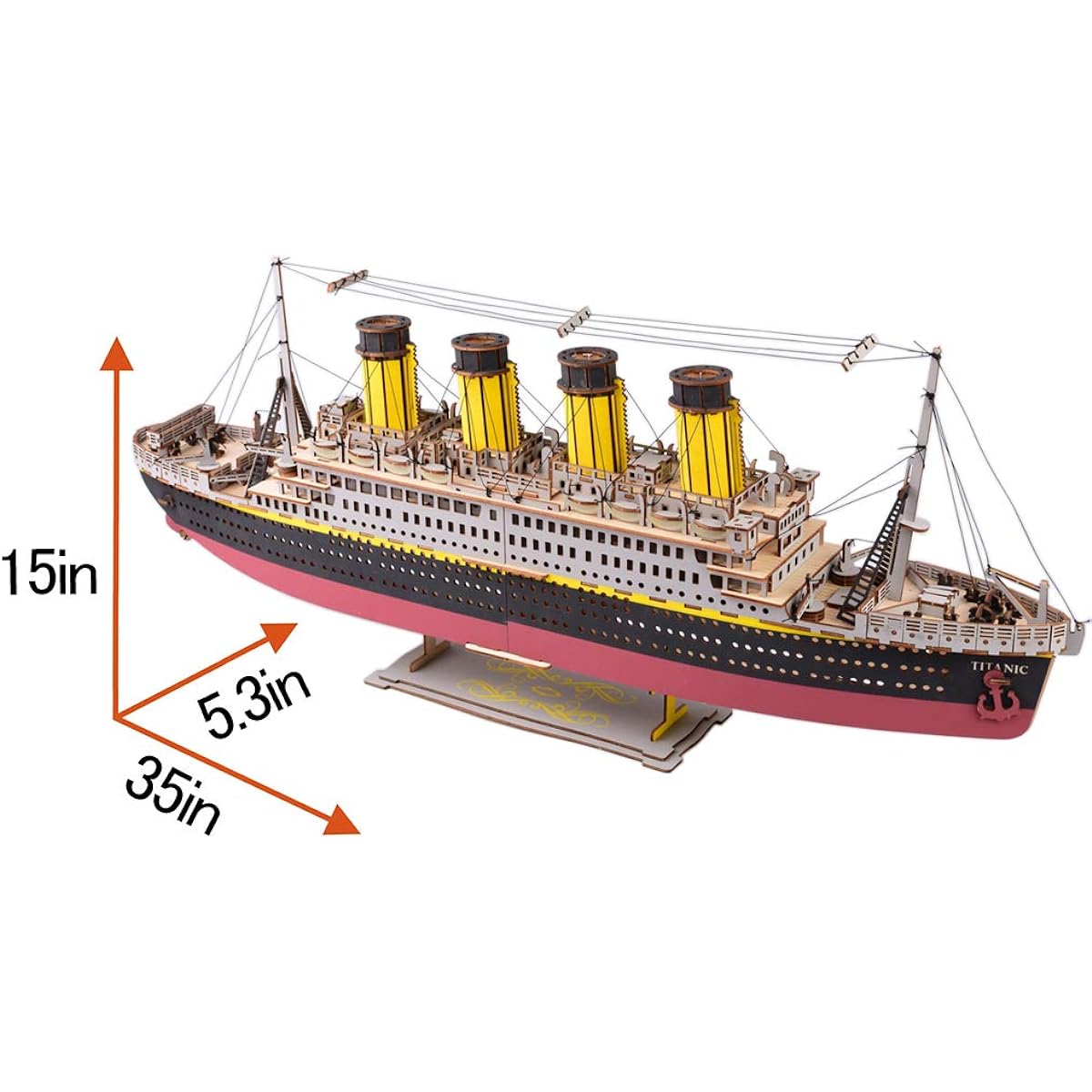 Bitopbi Large Size Titanic Model 3D Wooden Puzzle Cruise Ship English Edition Collectible Building Kit Collection Gift for Teens and Adults