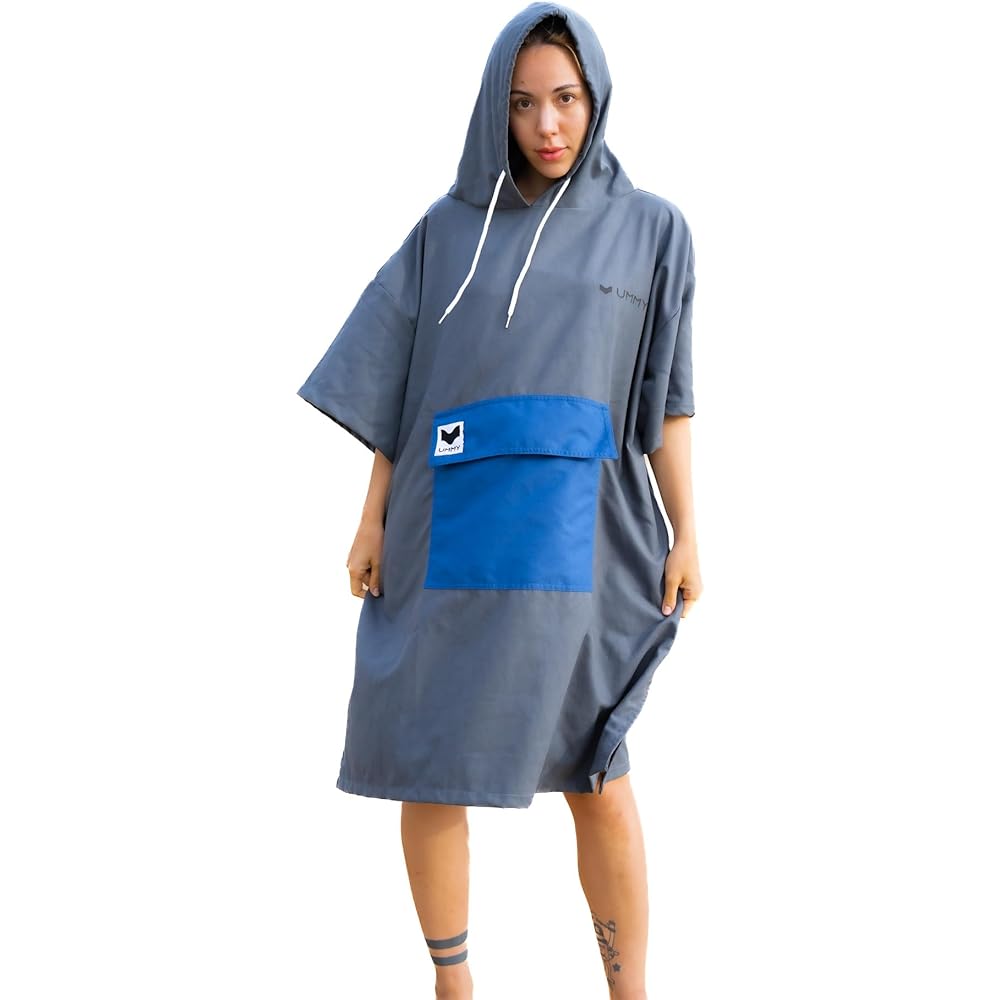 UMMY Changing Poncho All 3 Colors Diving Poncho Surf Poncho Surfing Poncho Thin Microfiber (M, Pink x Light Gray)