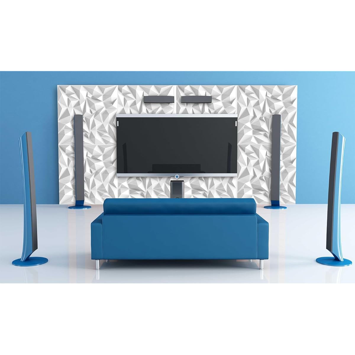 TroyStudio Acoustic Diffusion Panels - Set of 12 Acoustic Panels, 3D Wall Panels 50cm X 50cm X 2.5cm (Messy White)