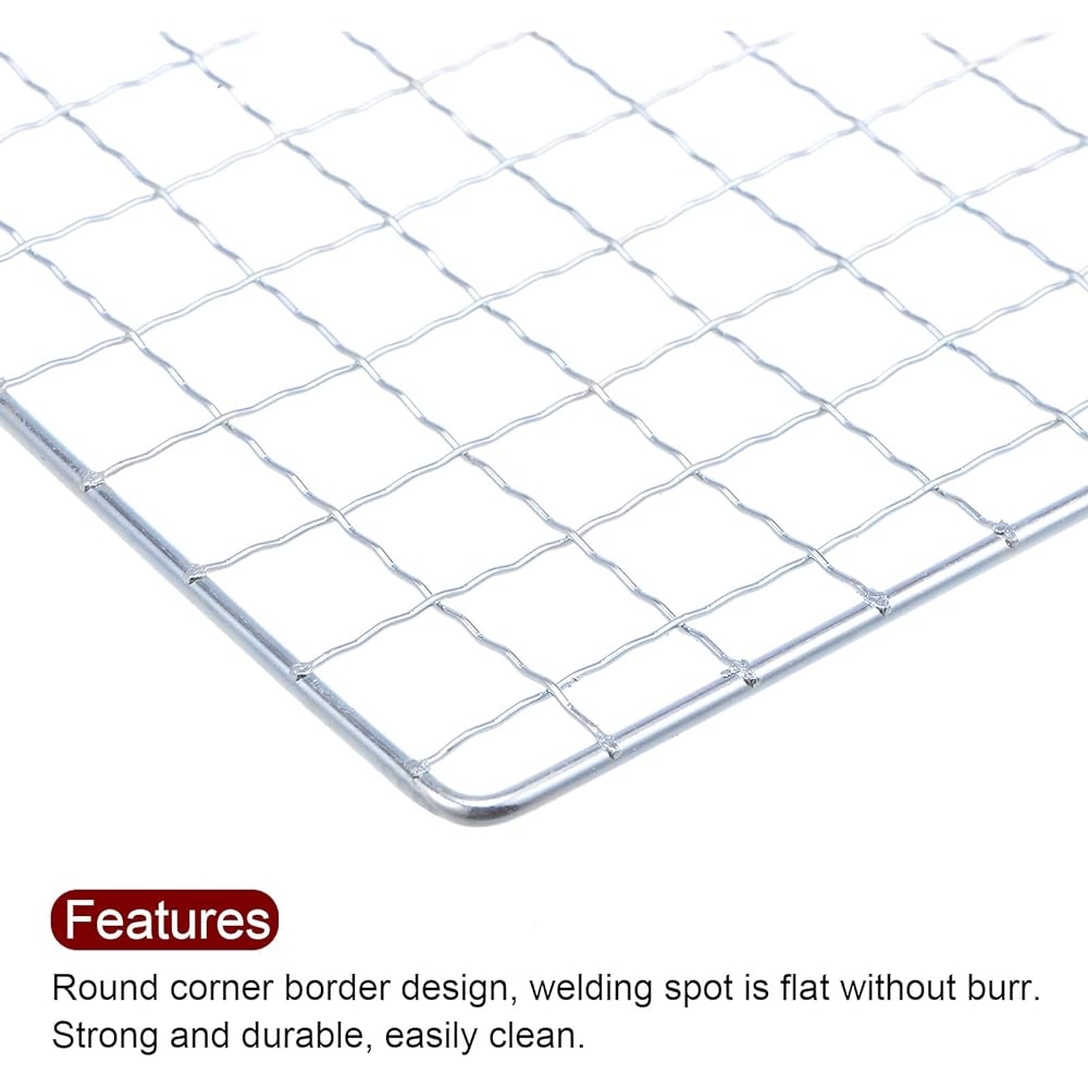 uxcell Square BBQ Grill Net 450 mm x 450 mm Galvanized Iron BBQ Mesh Mat for Grilling, Smoking, Charcoal Grilling and Roasting