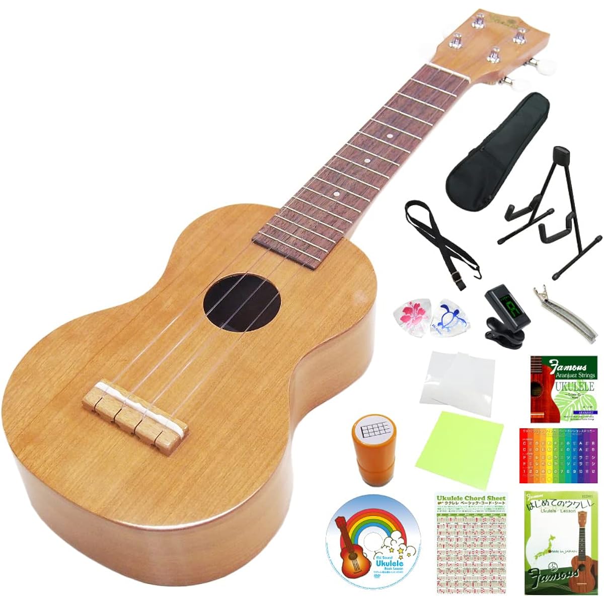 Famous Domestically Produced Ukulele FS-11G Soprano High Grade 15-Piece Set American Cherry (Reliable Made in Japan) (Bright Cherry Wood) (u)