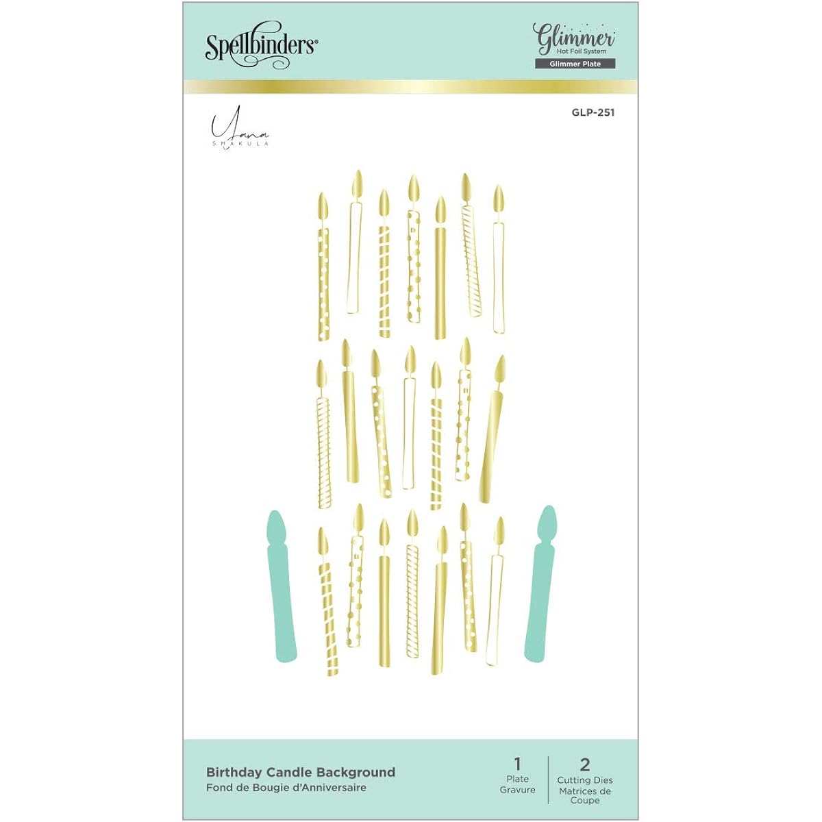 Spellbinders Candle Backdrop Yana's Blooming Birthday Collection Glimmer Hot Foil Plate & Die Set Metal