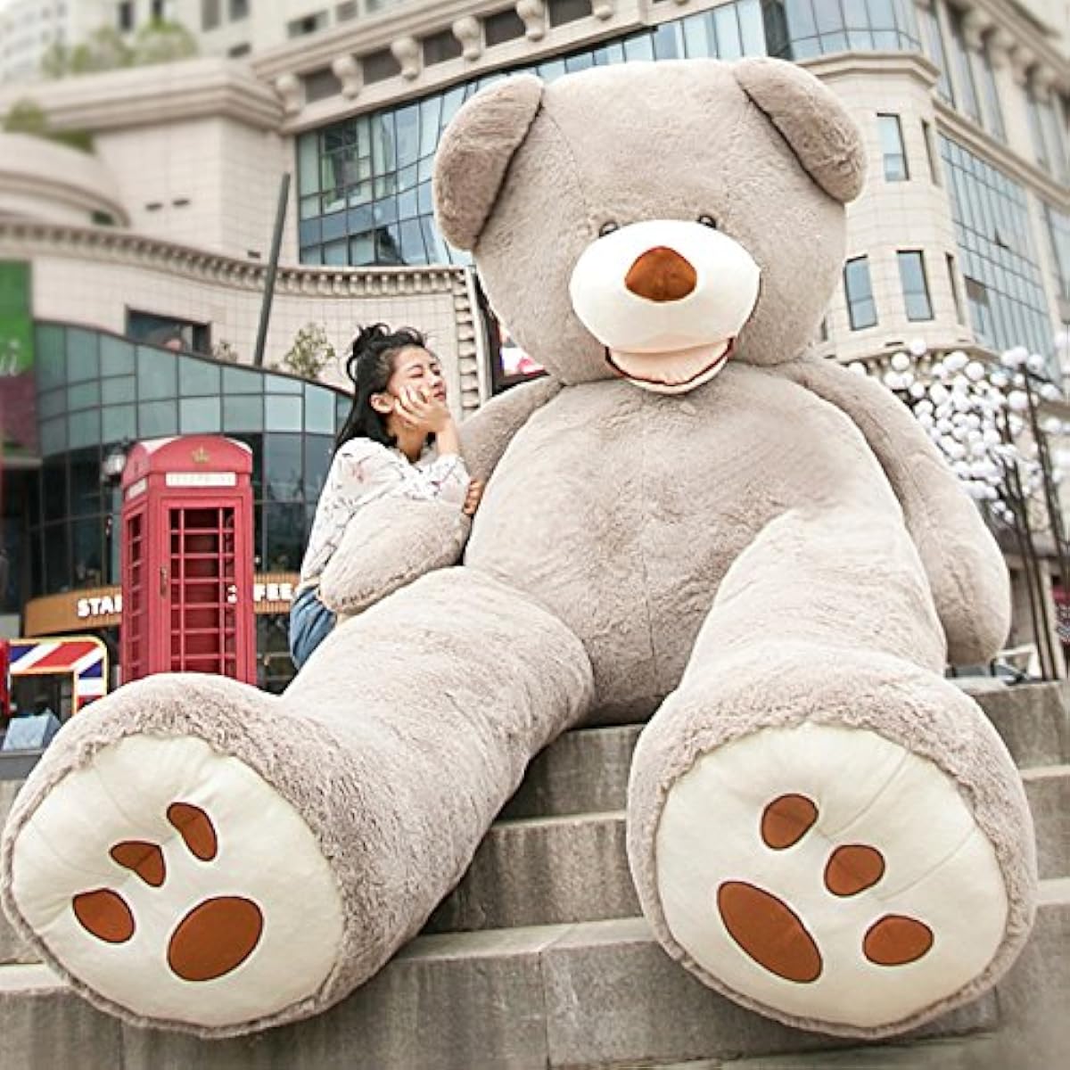 HYAKURI Plush Toy, Extra Large Bear/Teddy Bear, Cute Bear, Animal, Large/Giant Bear Plush Toy/Bear Stuffed Animal/Bear Pillow/Celebration/Fluffy Plush Toy (200cm, Gray)