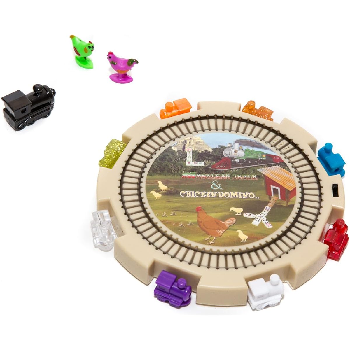 Bello Games New York, Inc. Mexican & Chicken Domino Center with Train & Chicken Sounds & Accessories