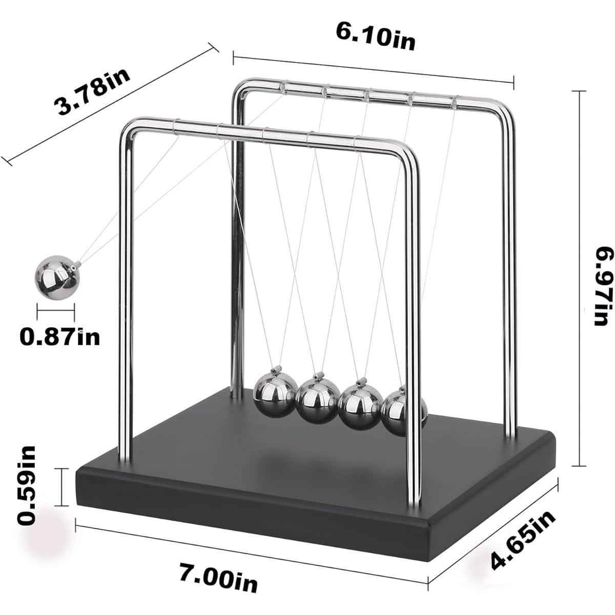 SEVNPRIME Newton's Cradle Balance Ball Desk Decoration Balance Ball Desk Toy Office Decoration Black Wooden Base Desk Decoration Fun Science Physics Learning Toy for Home and Office