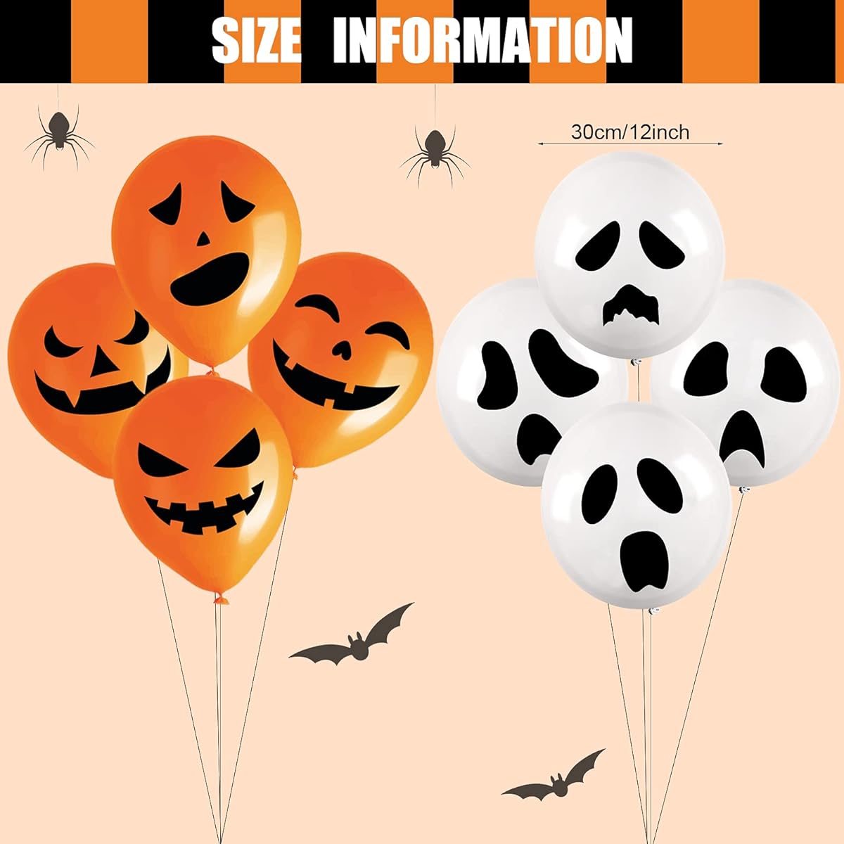 Halloween Ghost and Pumpkin Balloons 96 Pieces Ghost and Pumpkin Latex Balloons Halloween Ghost Balloons Halloween Pumpkin Balloons Indoor Outdoor Party Decoration Supplies 8 Styles