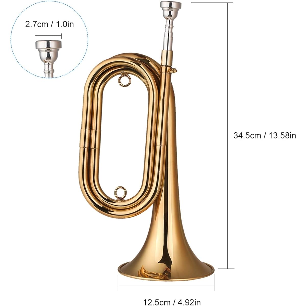 Trumpet Brass Brecor Trumpet Cavalry Horn Mouthpiece Carrying Bag for Beginners Bag Military Orchestra Trumpet Instrument