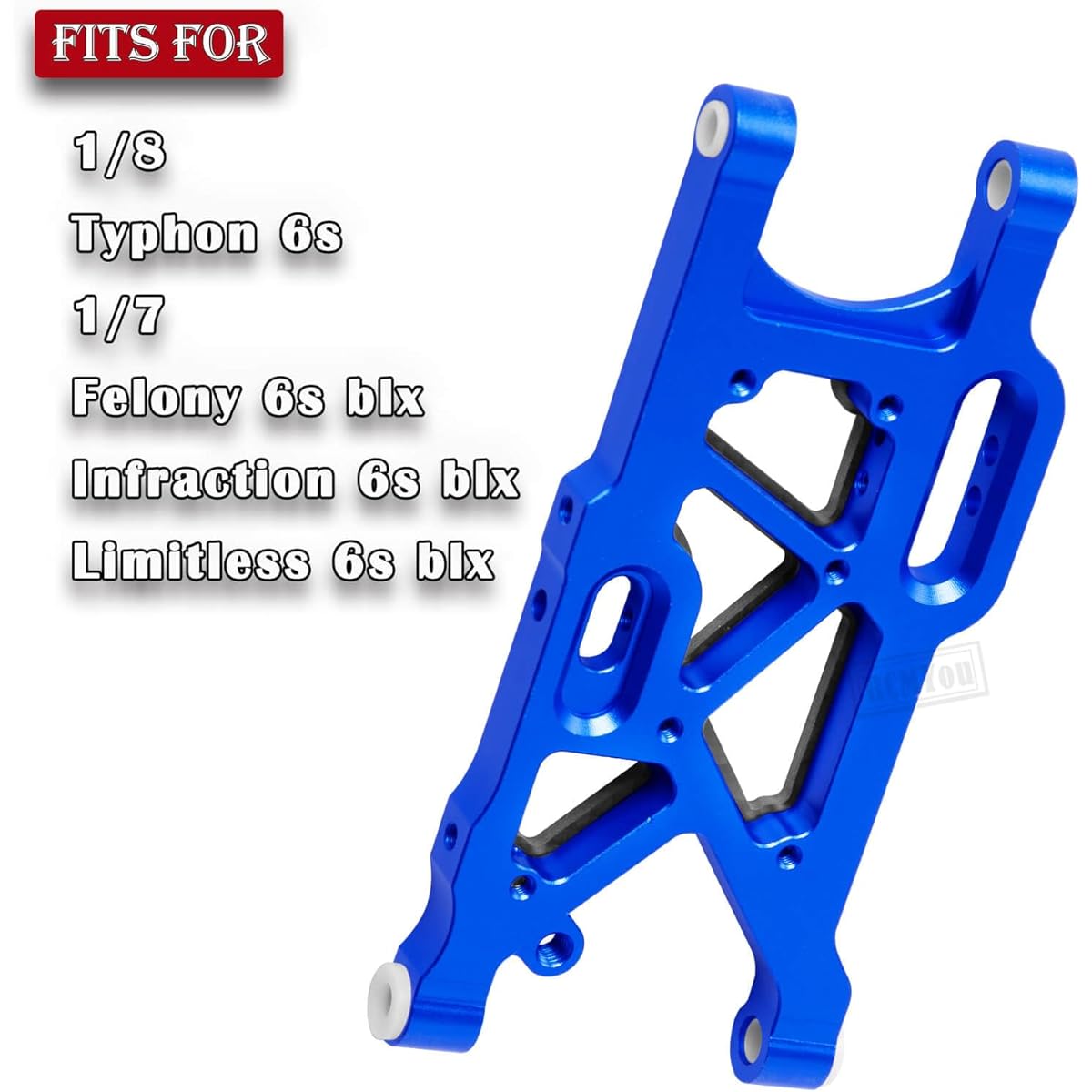 RCMYou Aluminum Rear Lower Suspension A Arm Upgrade Parts for 1/8 Typhon 6S, 1/7 Felony 6S BLX Infraction 6S BLX Limitless 6S BLX, 2pcs Front Upper Arm Hop-up, Navy Blue