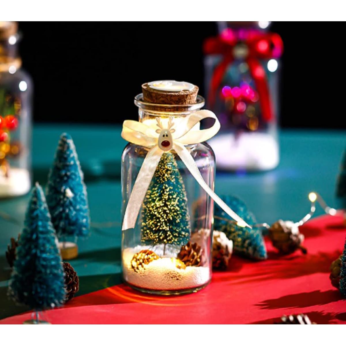 SXSZZXL Christmas Bottle Lights with Cork Switch Home Decor Tabletop Christmas Decorations LED Battery Operated Mini Micro Landscape Indoor Tree Pine Cone for Christmas Holidays