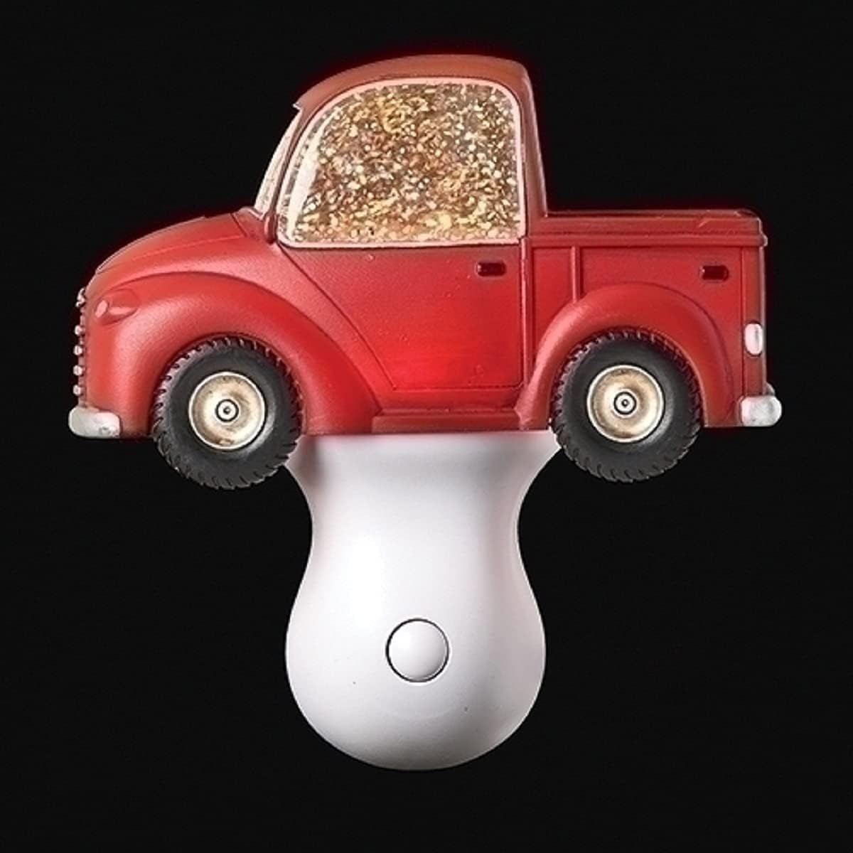 Roman Light - 7.5" Tall Red Truck Swirl Night Light Warm White Festive Decoration Beautiful Home Decor Durable and Long Lasting LED Lighting Perfect for Any Room